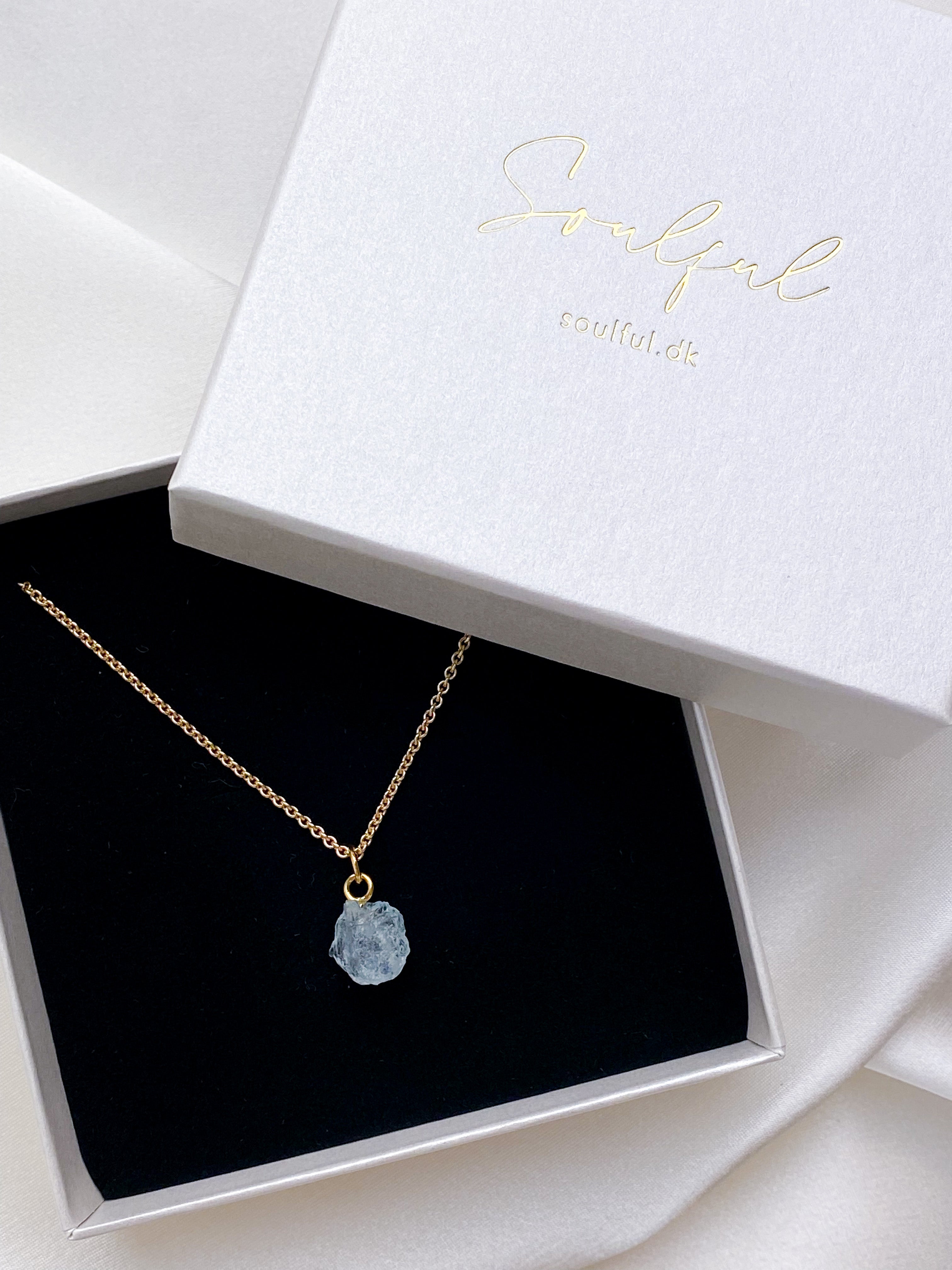 Akvamarin - Petite Heart - Guld