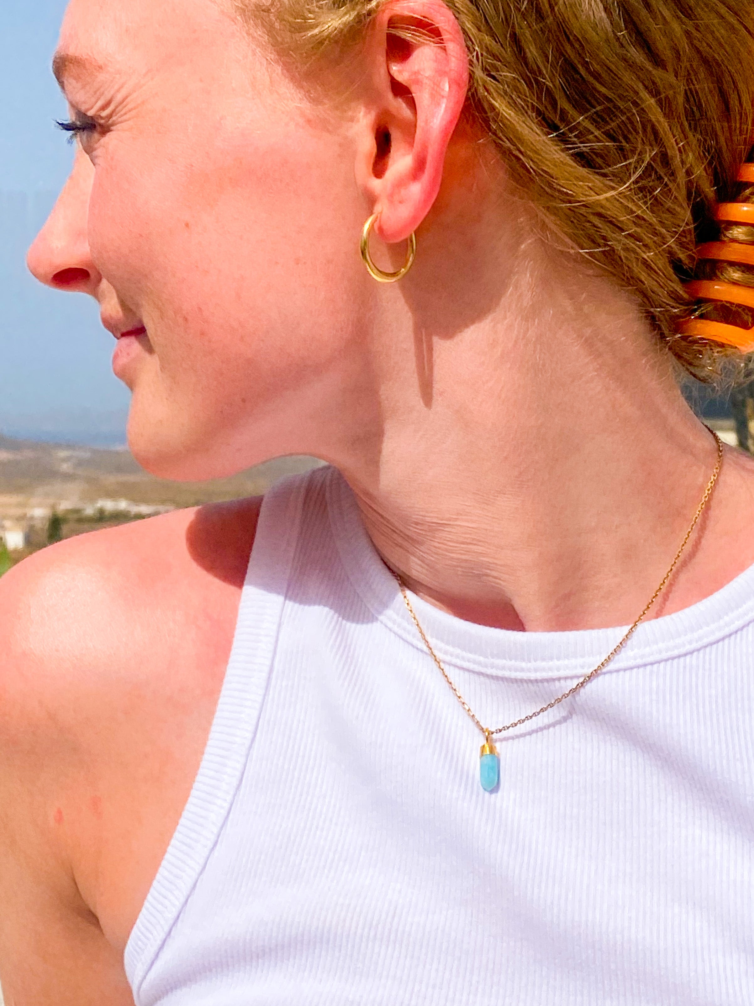 Larimar fasetterat spetsigt halsband