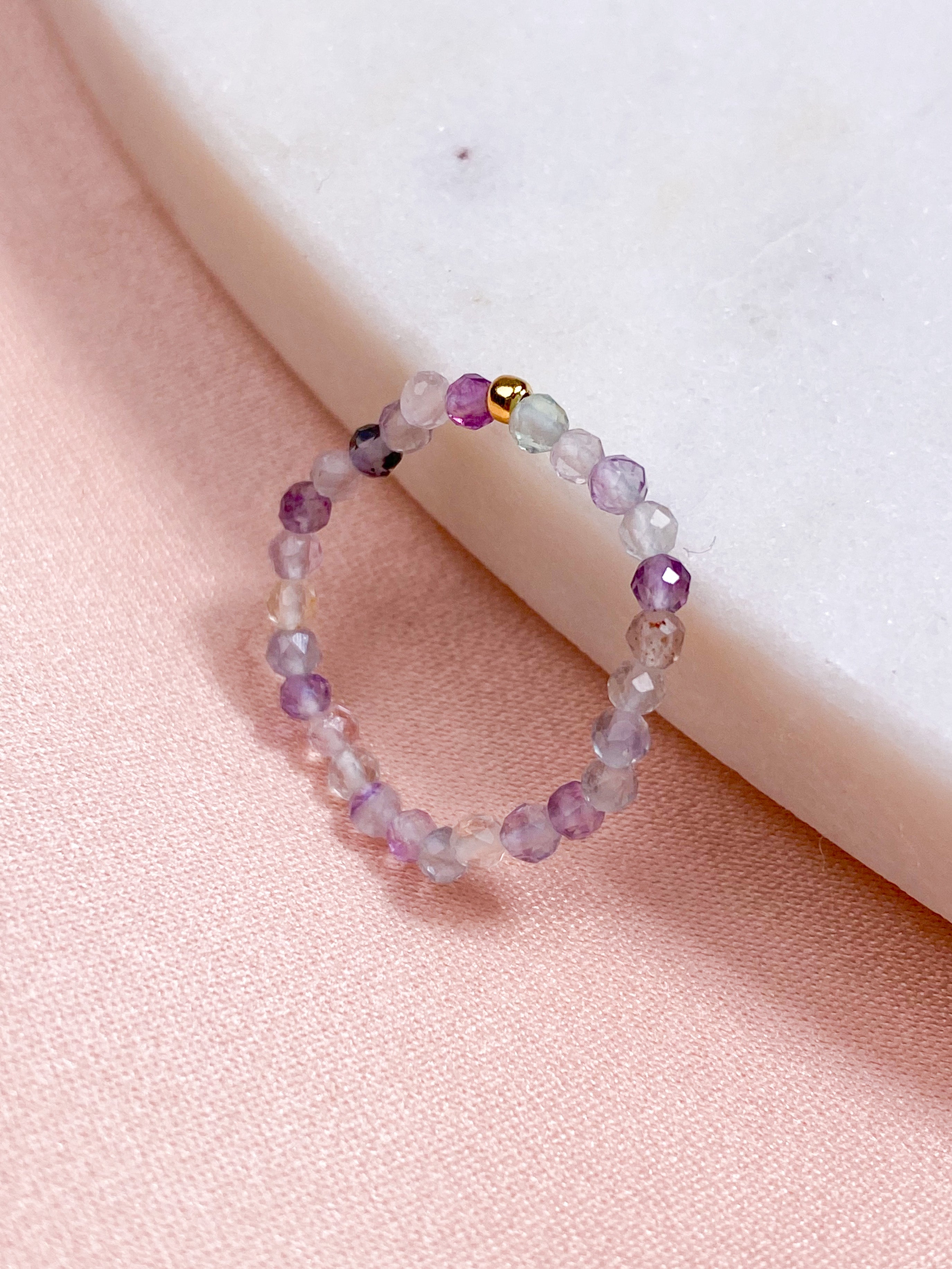 Regnbue Fluorit Ring (Facet)