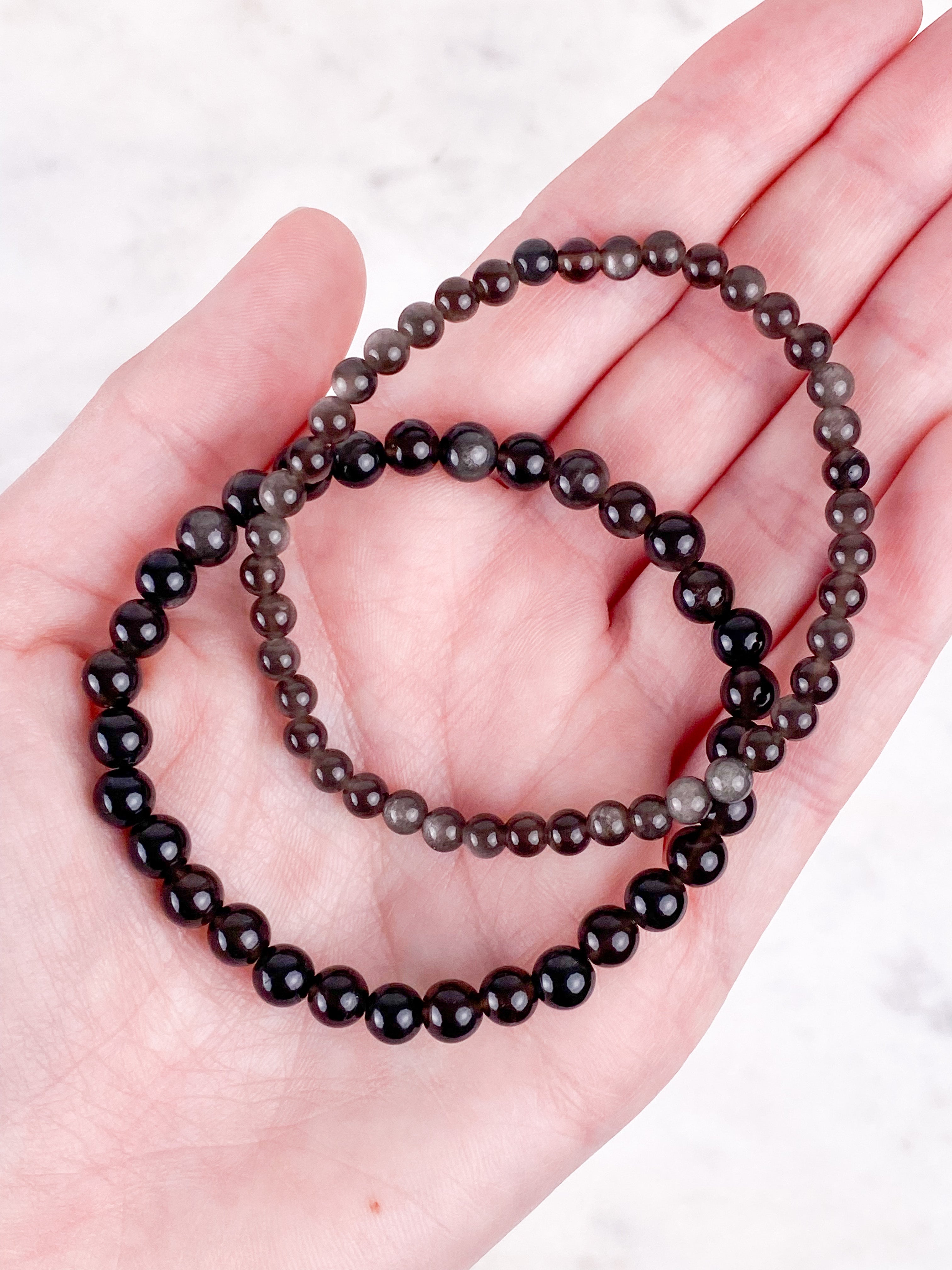 Silver Obsidian Armband