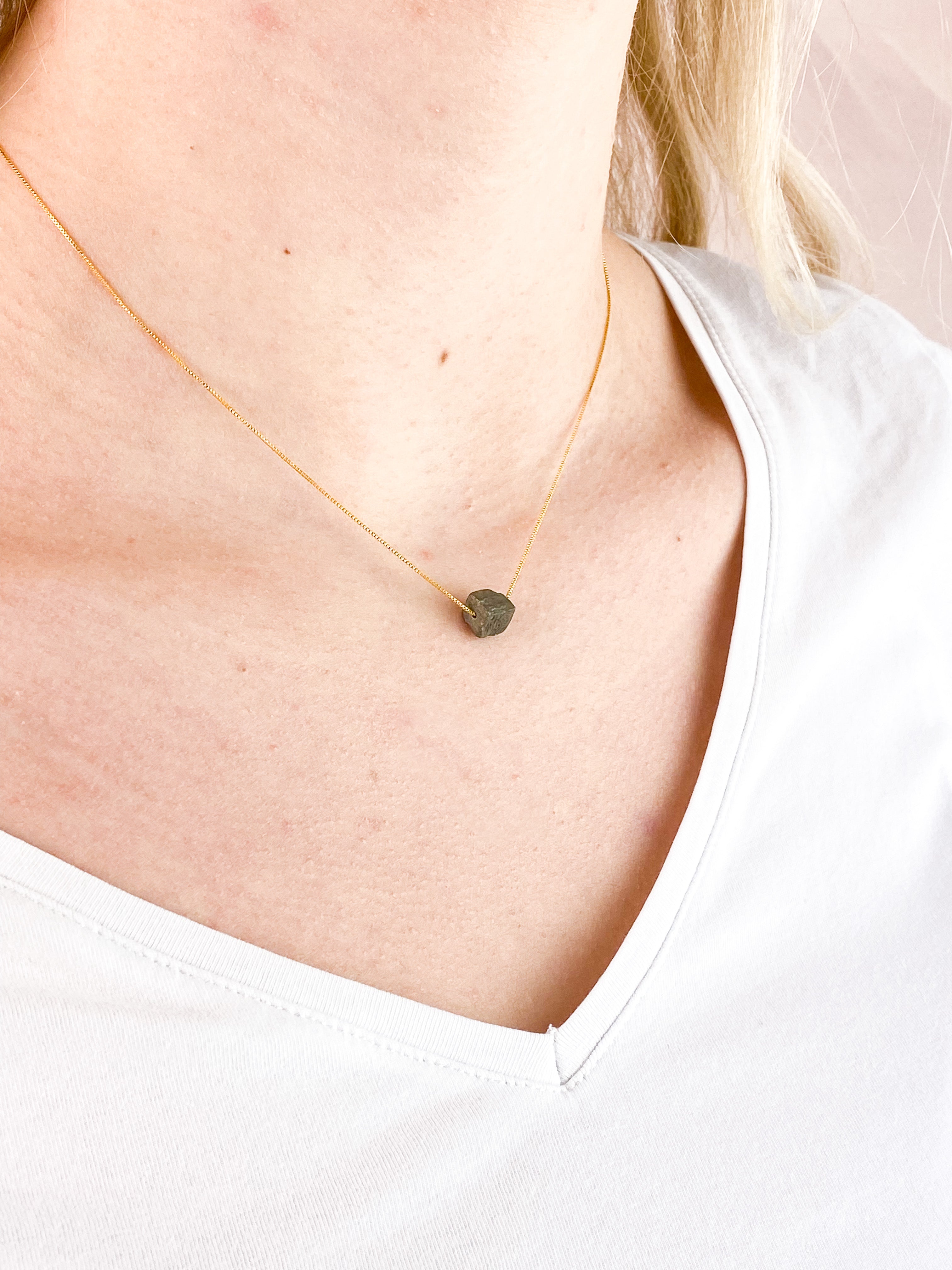 Akvamarin - Petite Heart - Guld