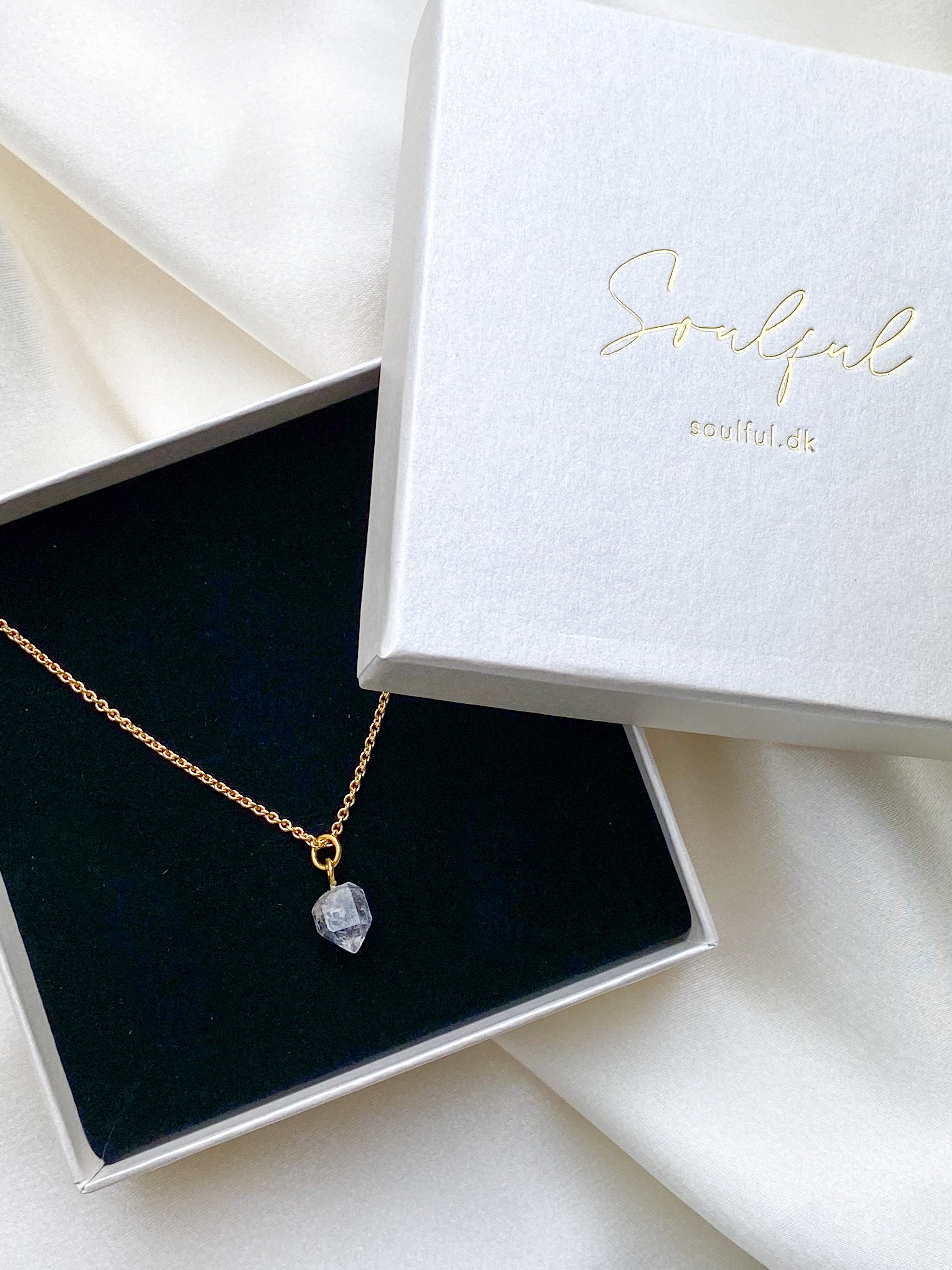 Akvamarin - Petite Heart - Guld