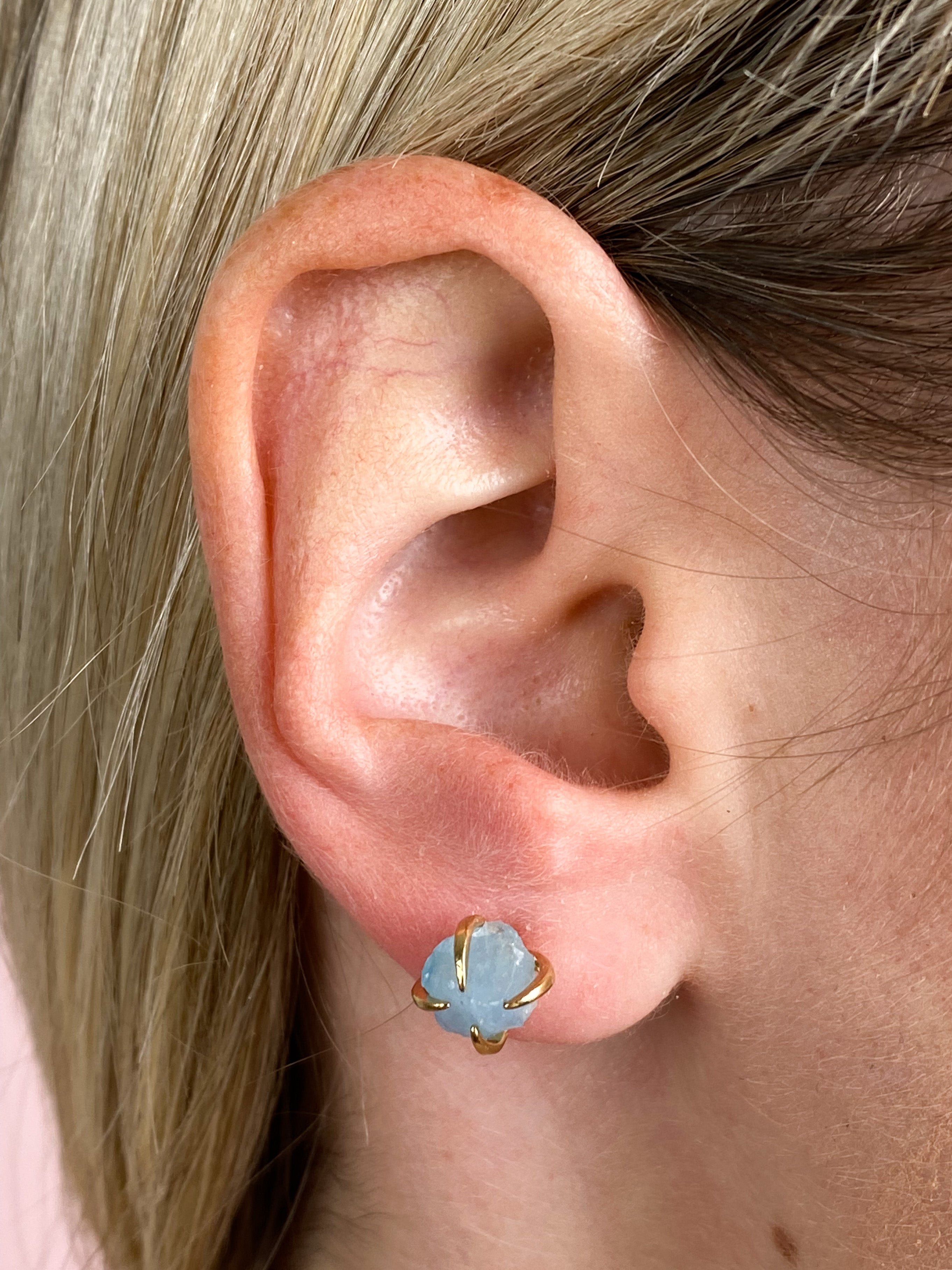 Akvamarin - Petite Heart - Guld