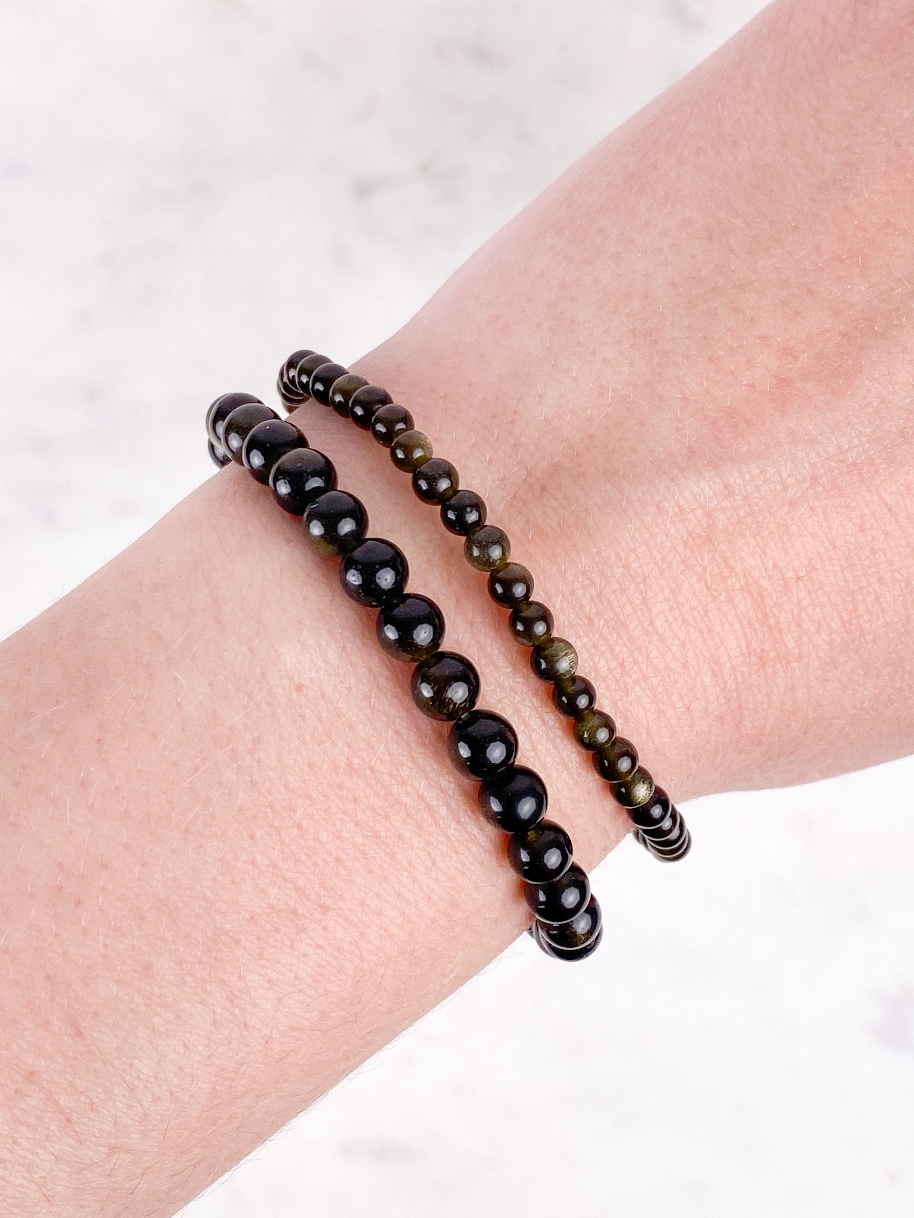 Guld Obsidian armband