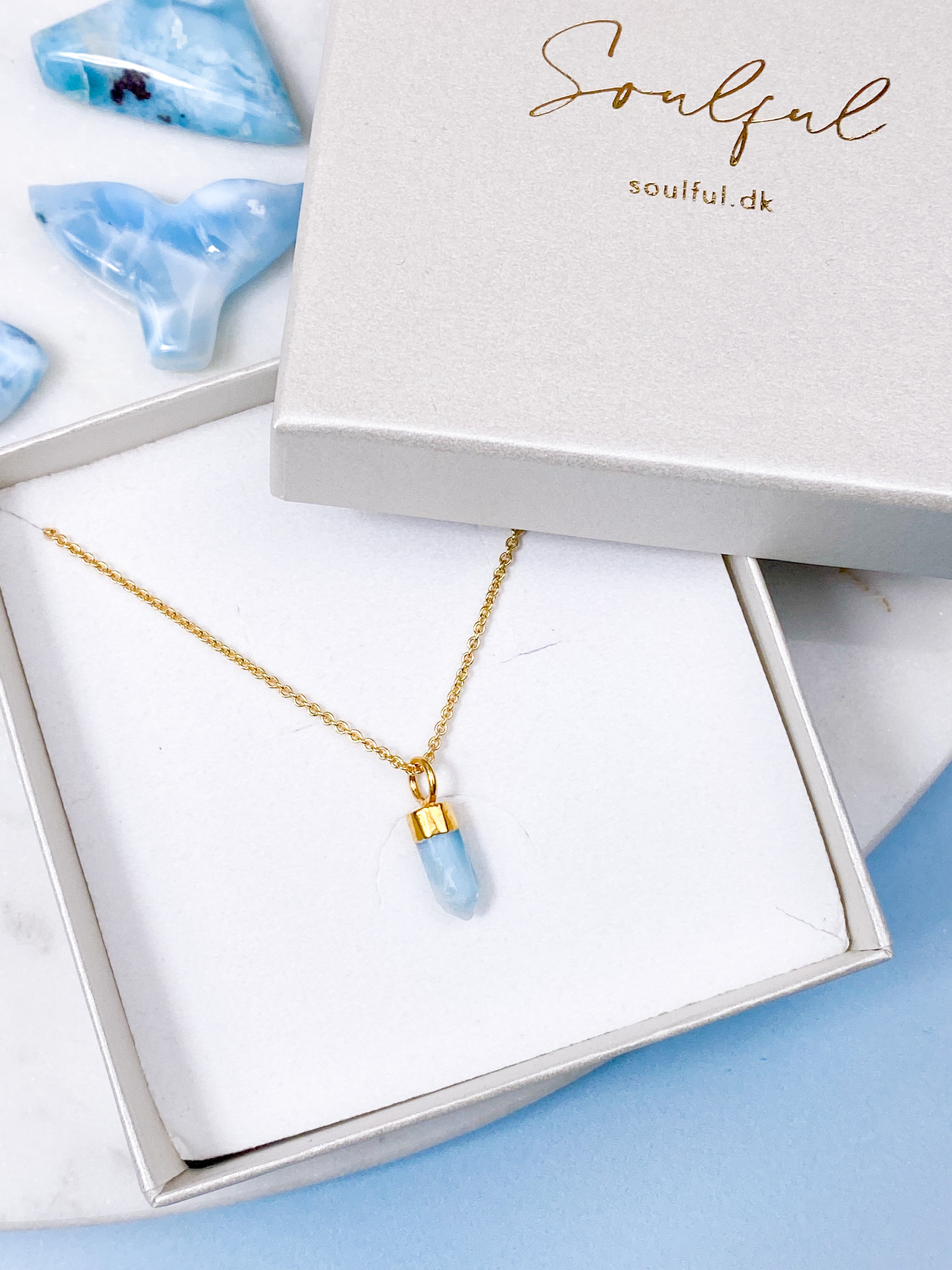 Larimar fasetterat spetsigt halsband