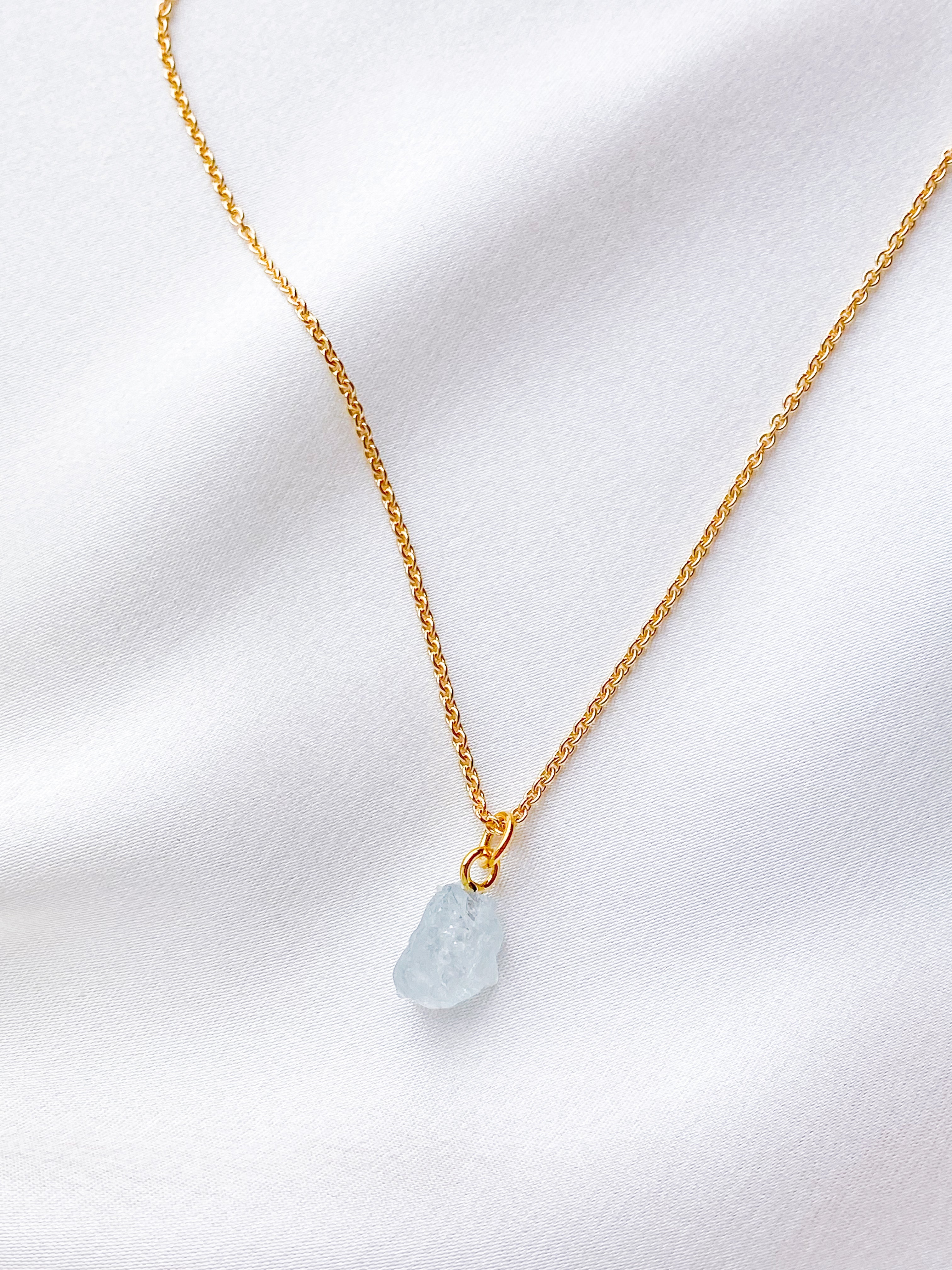 Akvamarin - Petite Heart - Guld