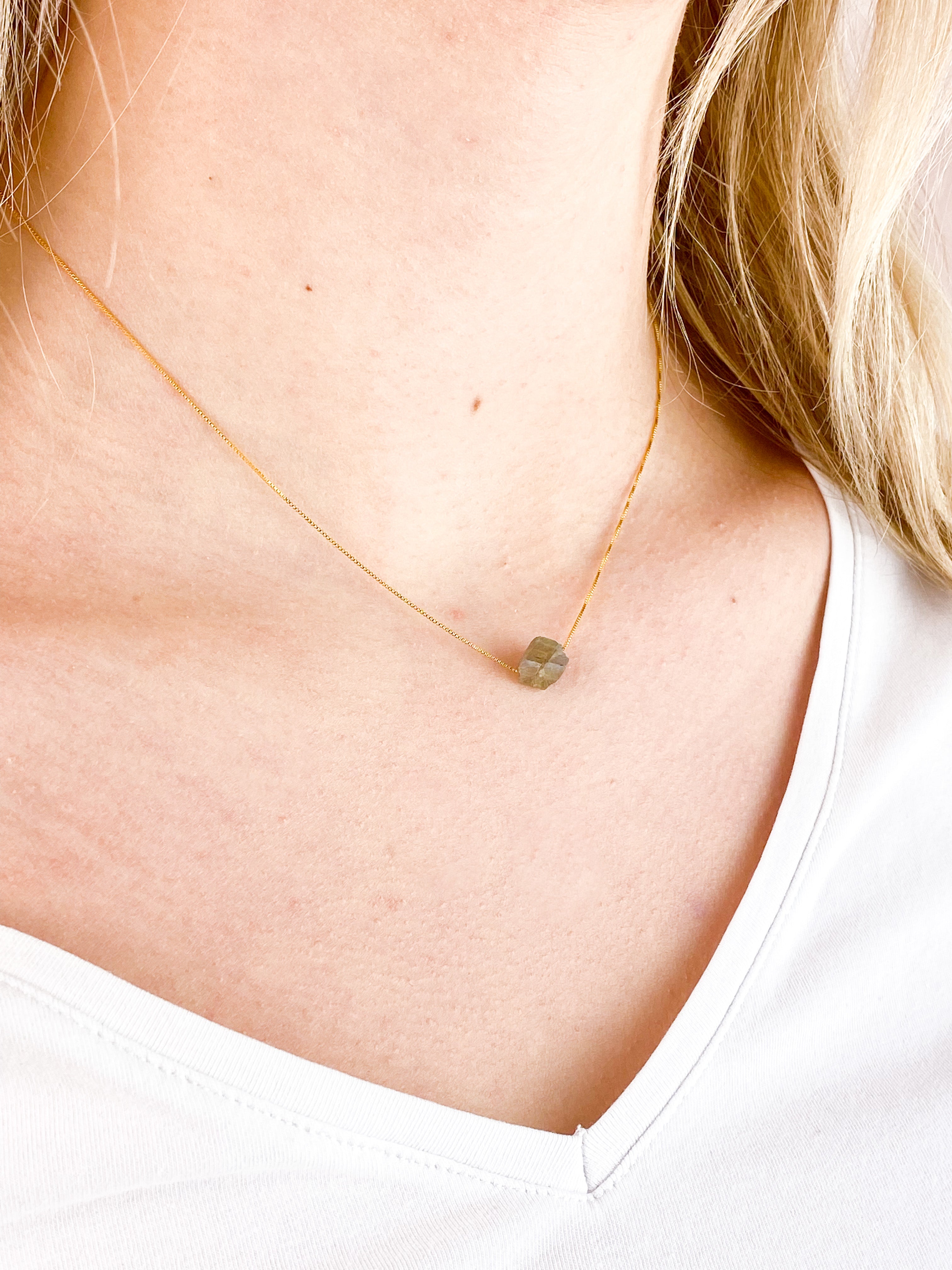 Akvamarin - Petite Heart - Guld