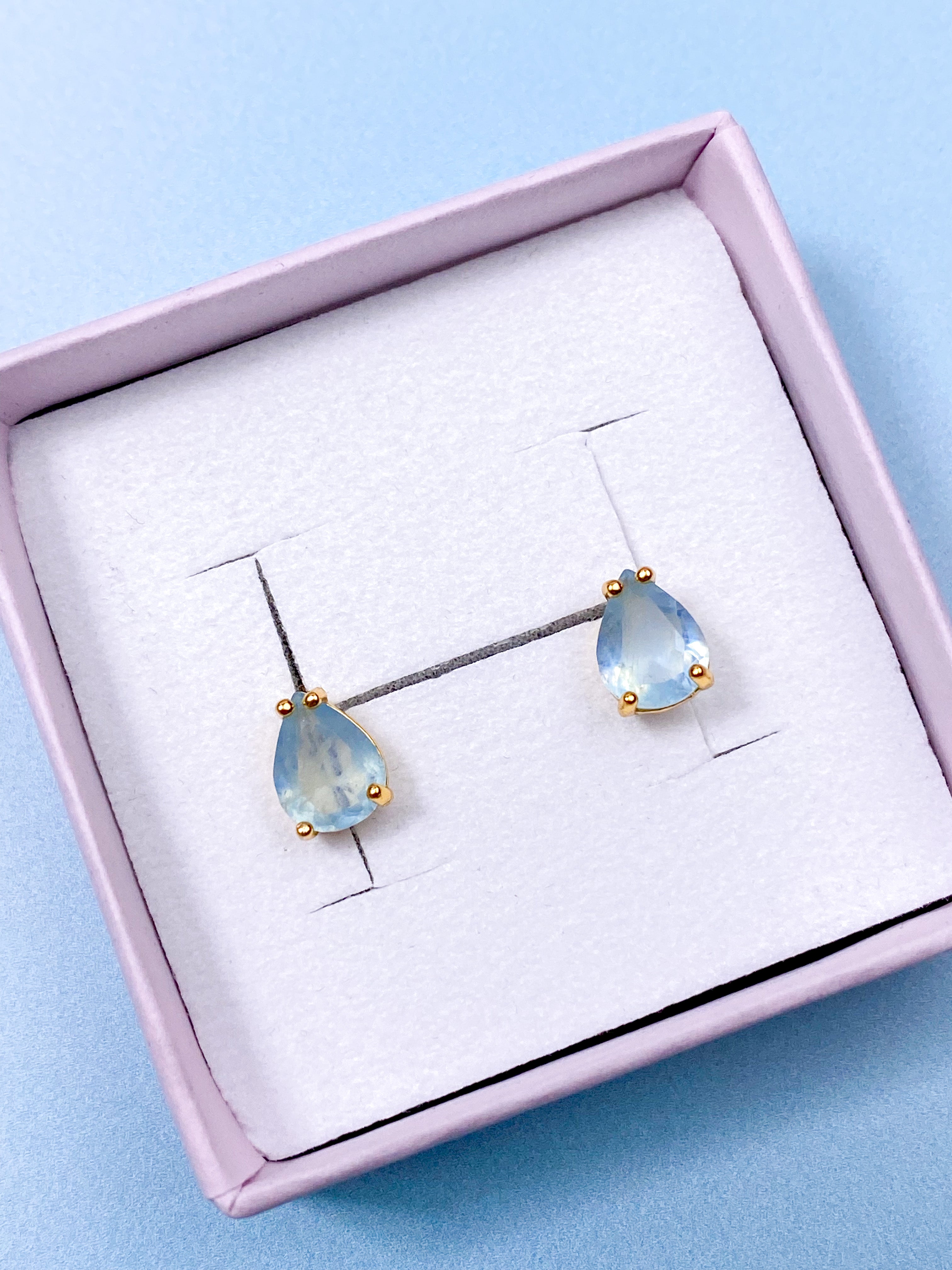 Akvamarin - Petite Heart - Guld