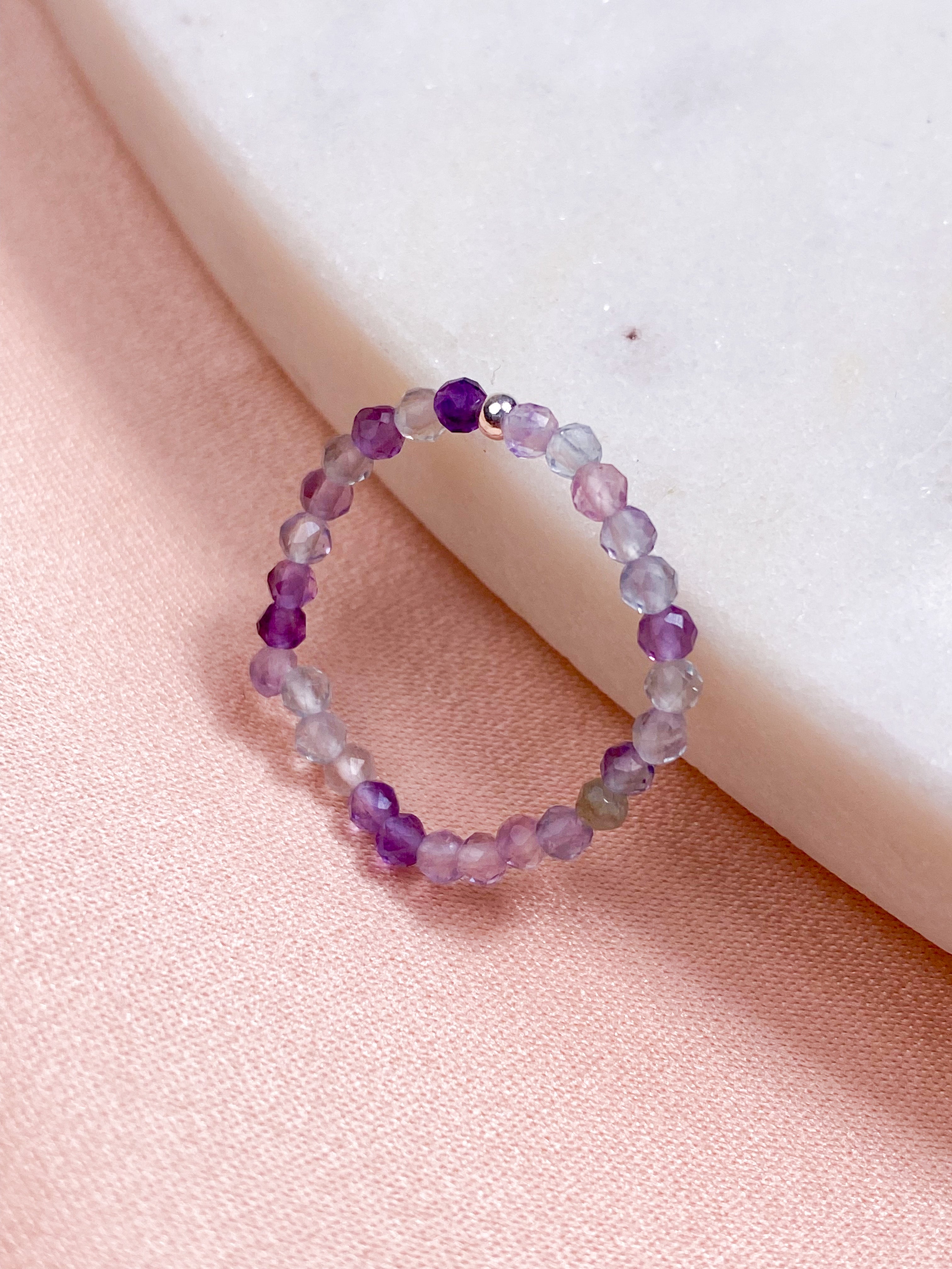 Regnbue Fluorit Ring (Facet)