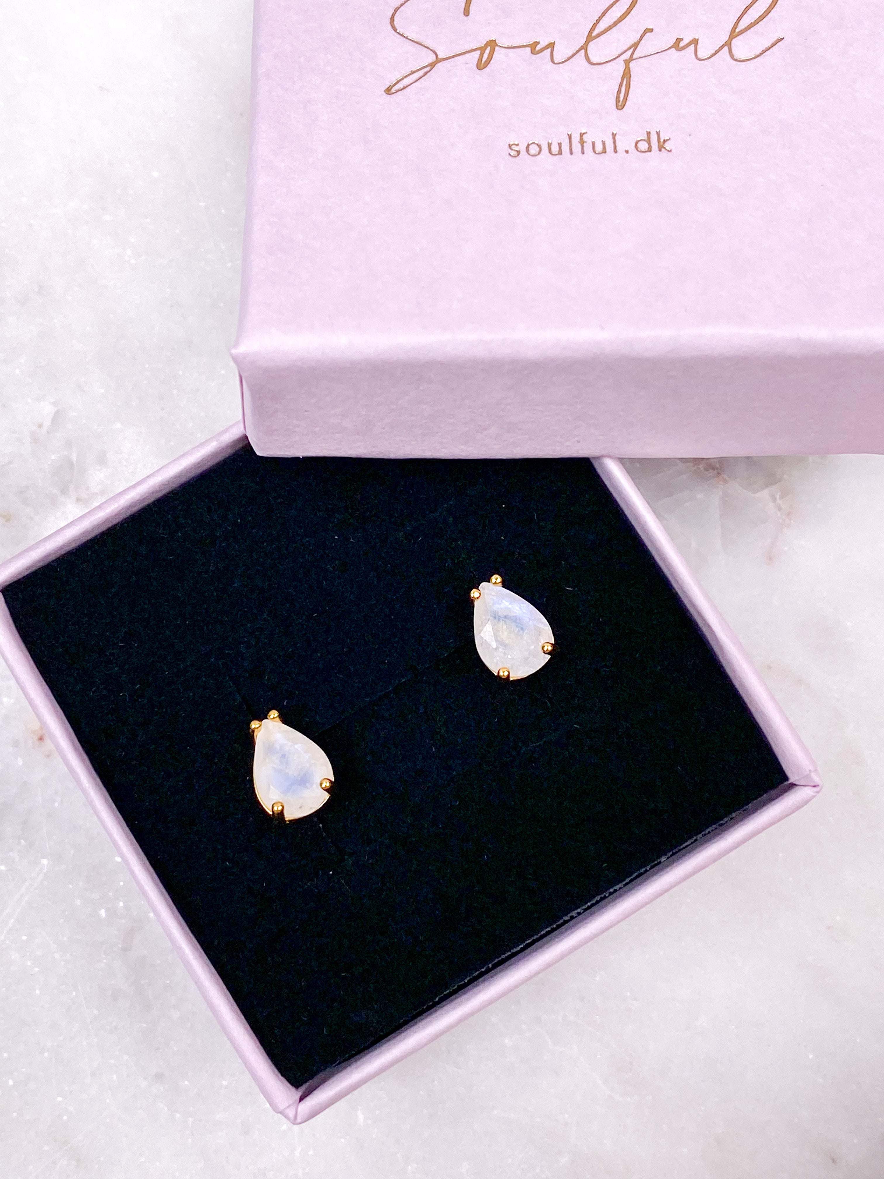 Akvamarin - Petite Heart - Guld