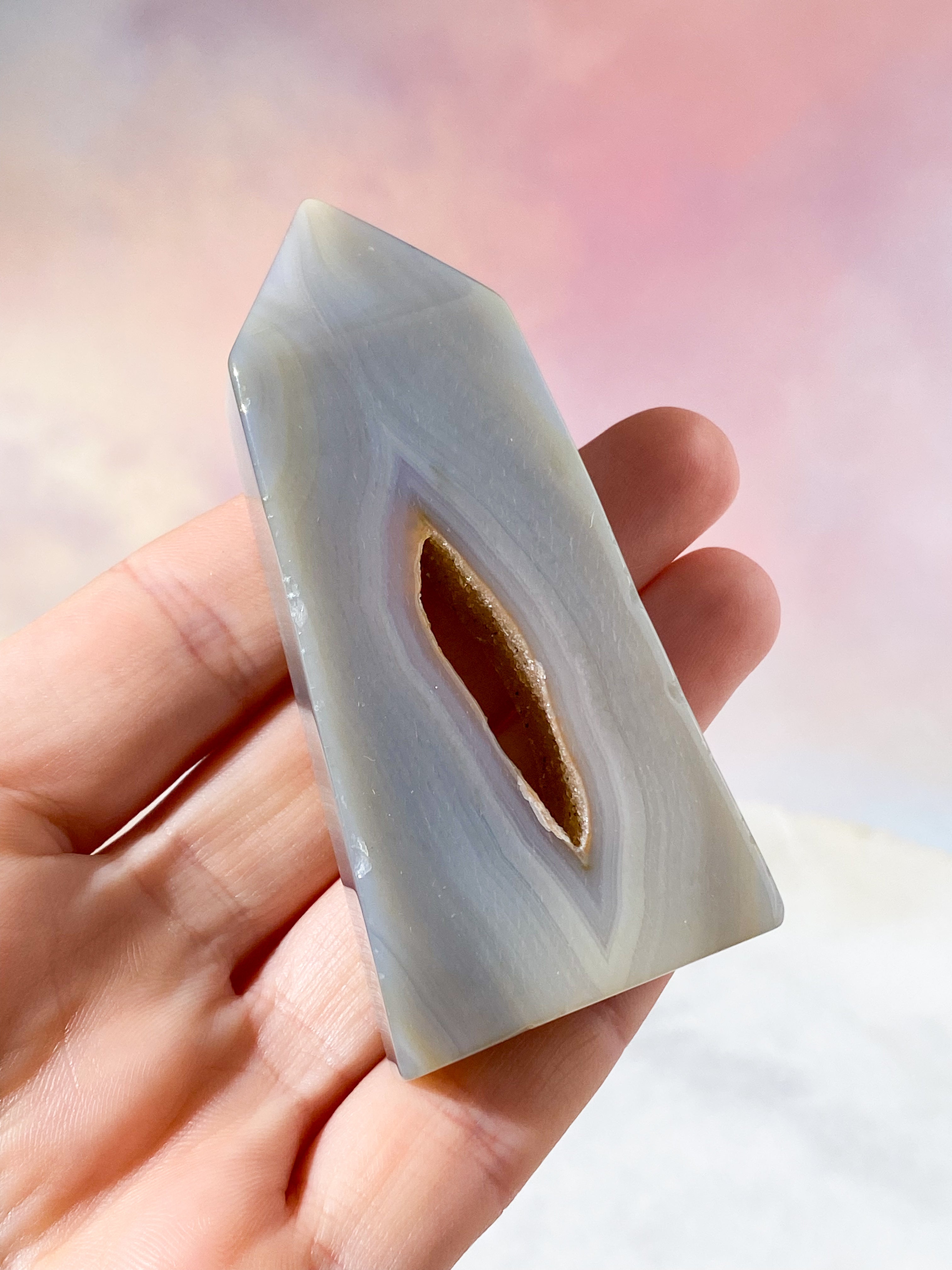 Druzy Agat Poleret Tårn (Nr. 20)