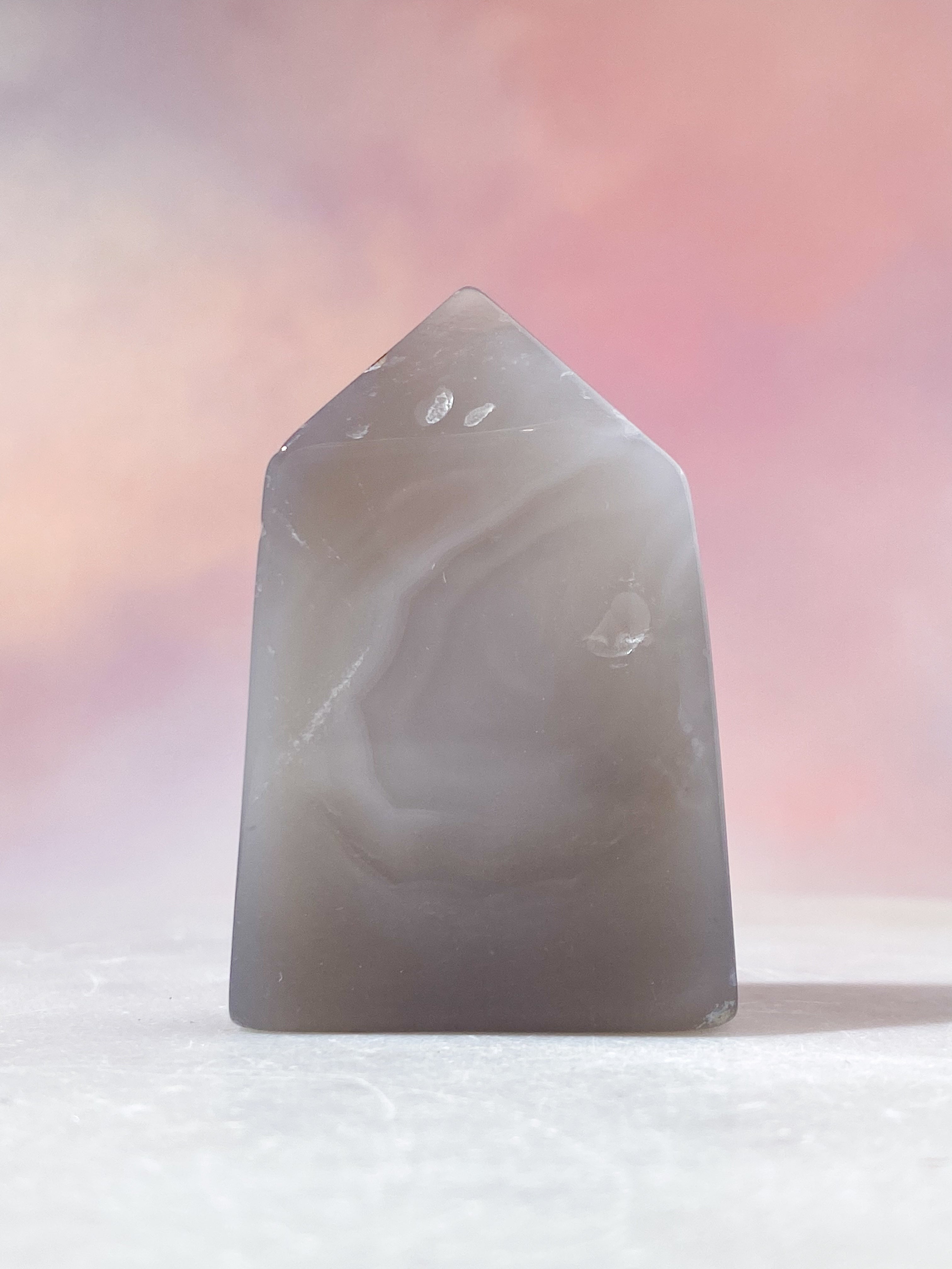 Druzy Agat Poleret Tårn (Nr. 18)