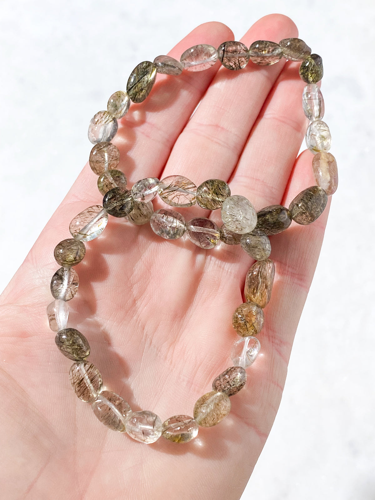 Grönt Rutil Nugget Armband