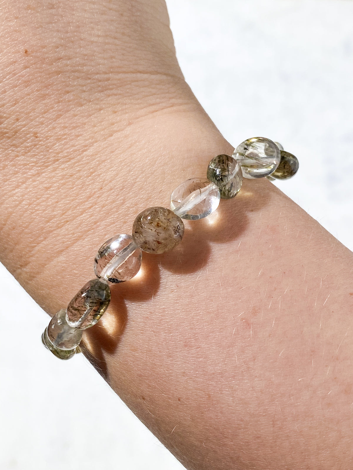 Grönt Rutil Nugget Armband