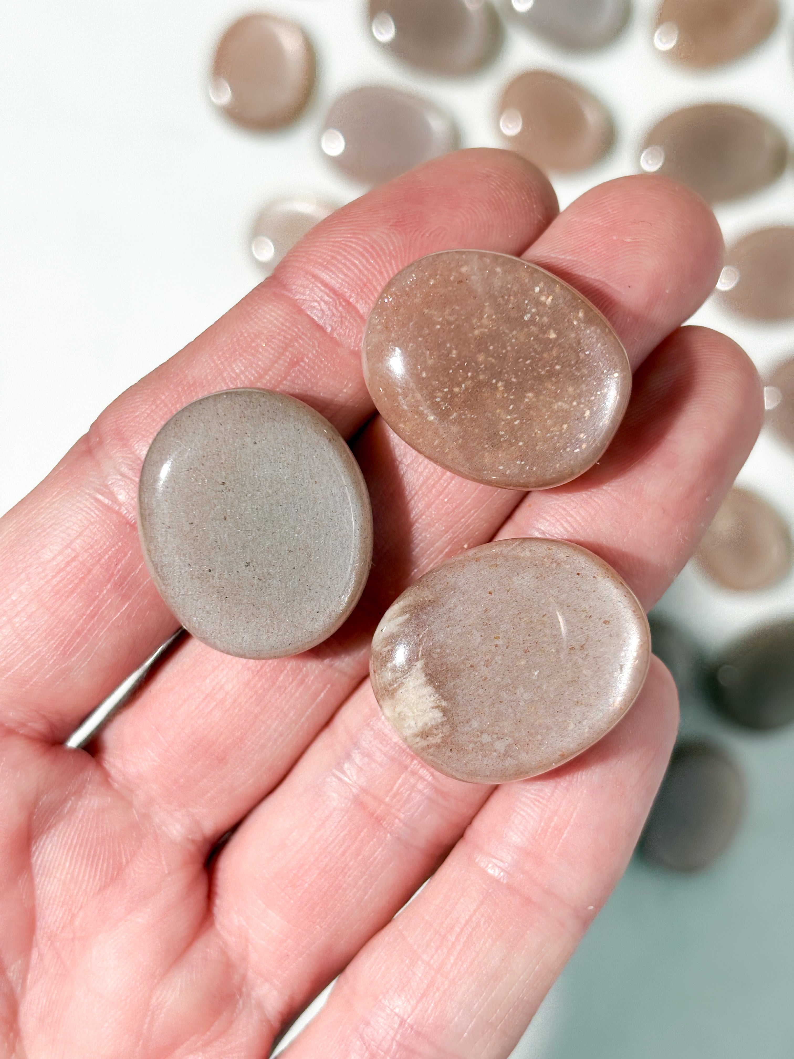 Fersken Månesten Amulet Lommesten