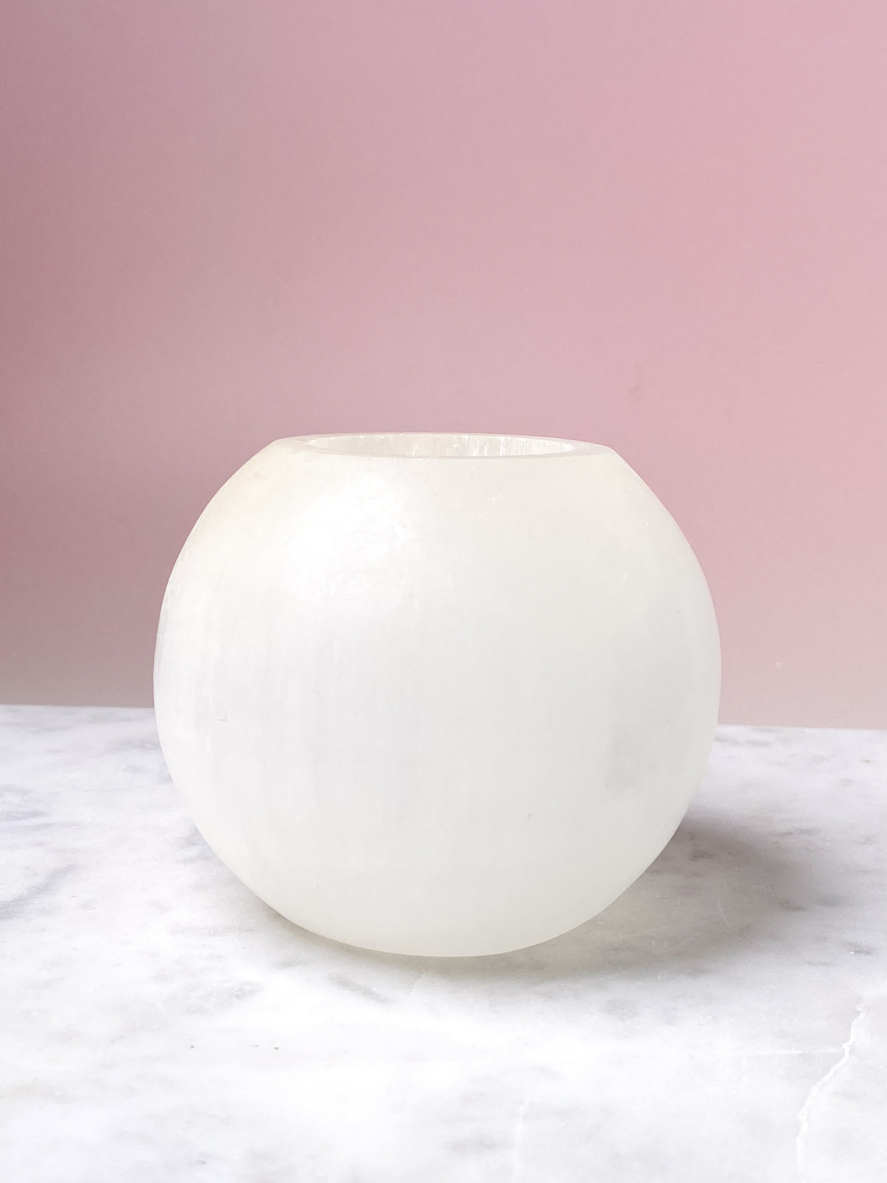 OUTLET - Selenitpolerad värmeljushållare