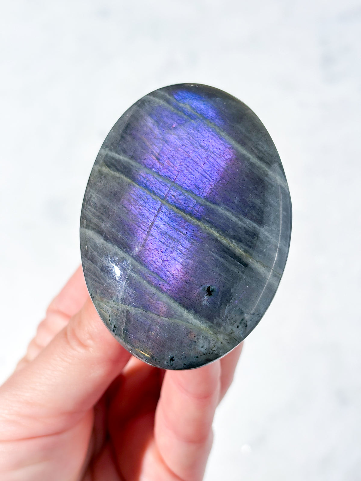 Lilla Labradorit Palmstone (Nr. 42)