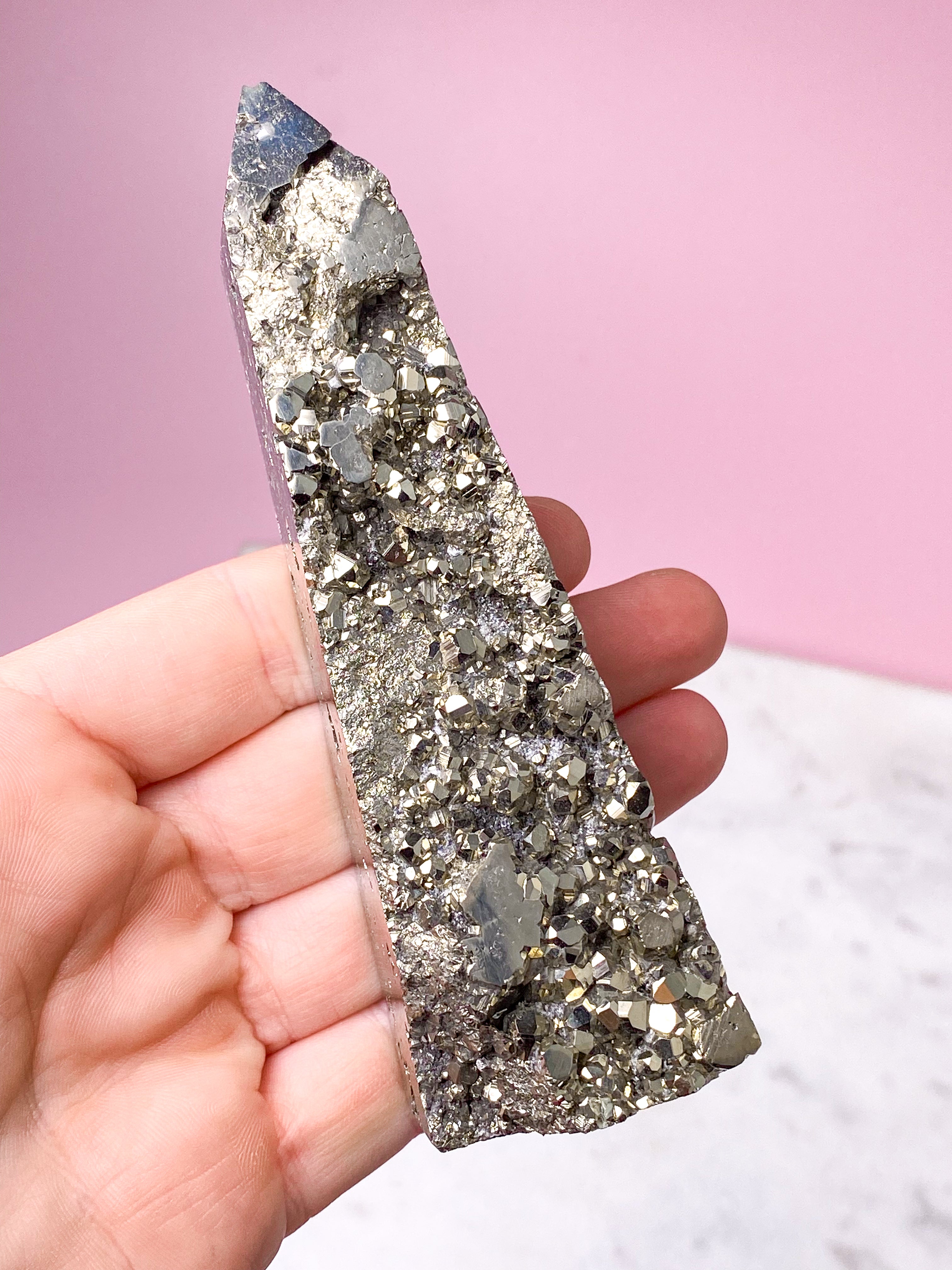 Druzy Pyrit Tårn (Nr. 24)