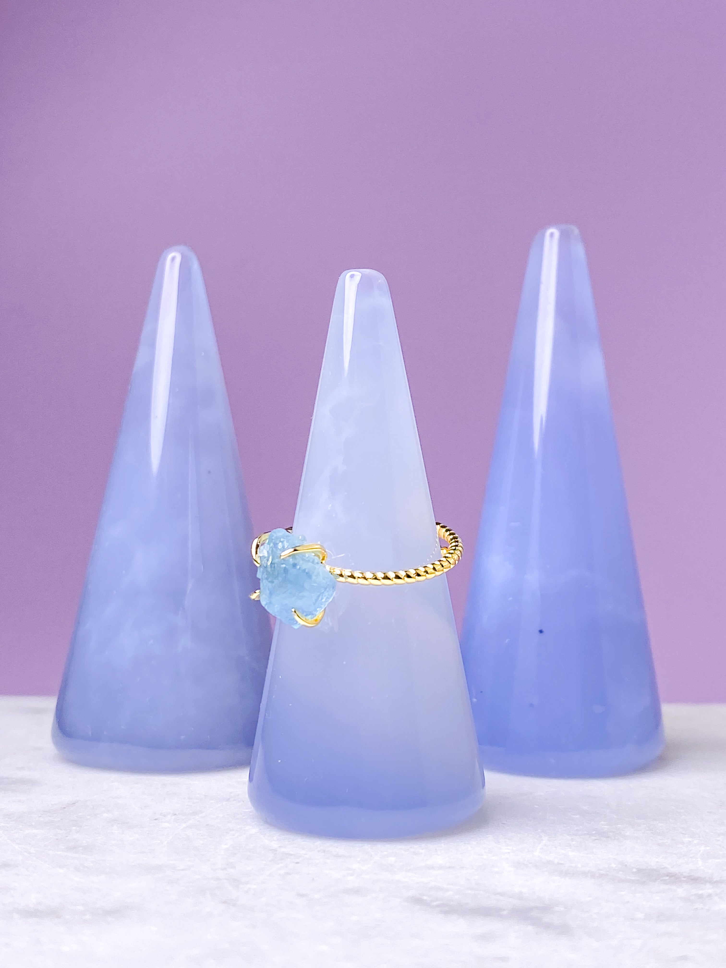 Blå Chalcedon Ringholder