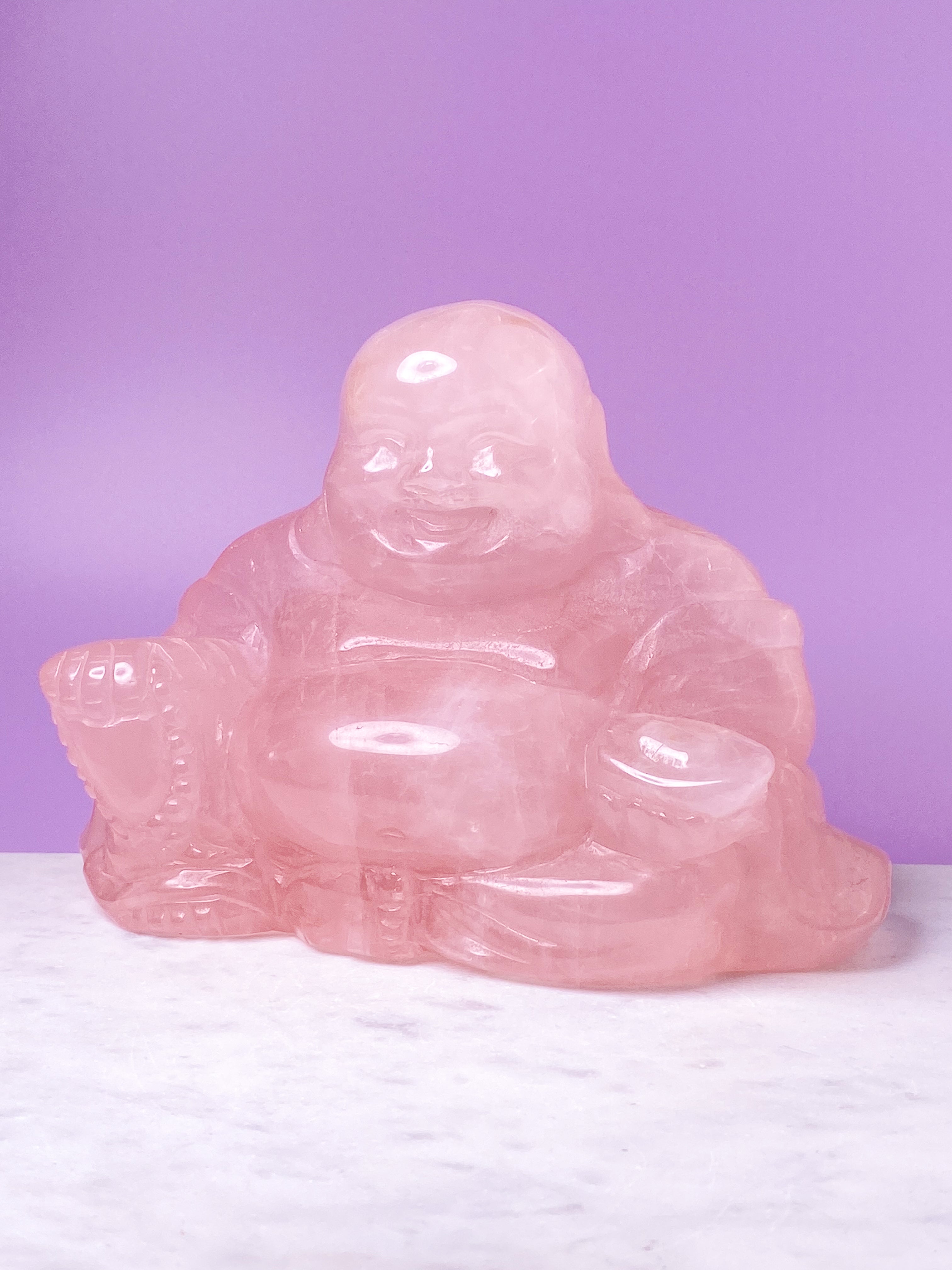 Kæmpe Rosakvarts Buddha (Nr. 1)