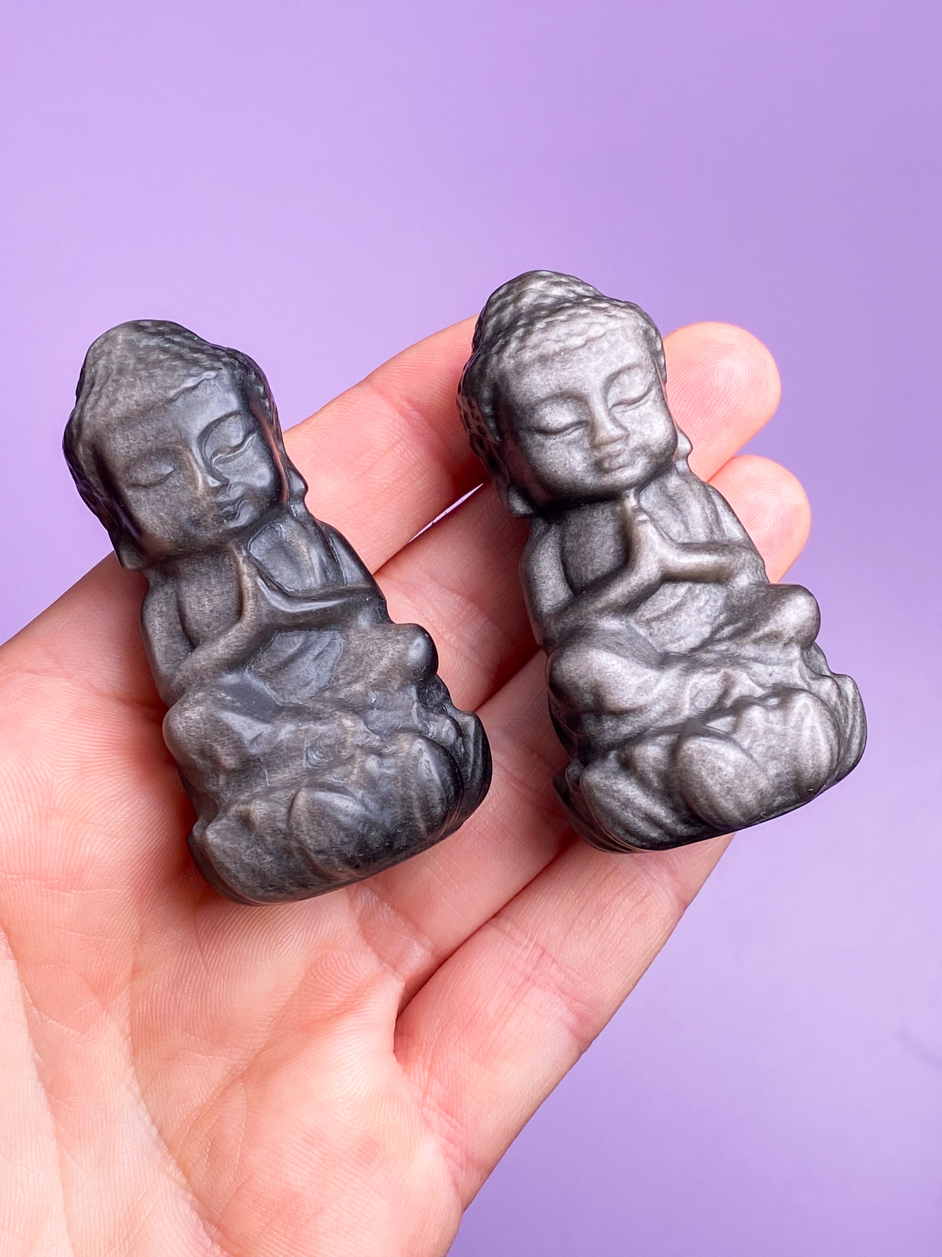 Sølv Obsidian Buddha