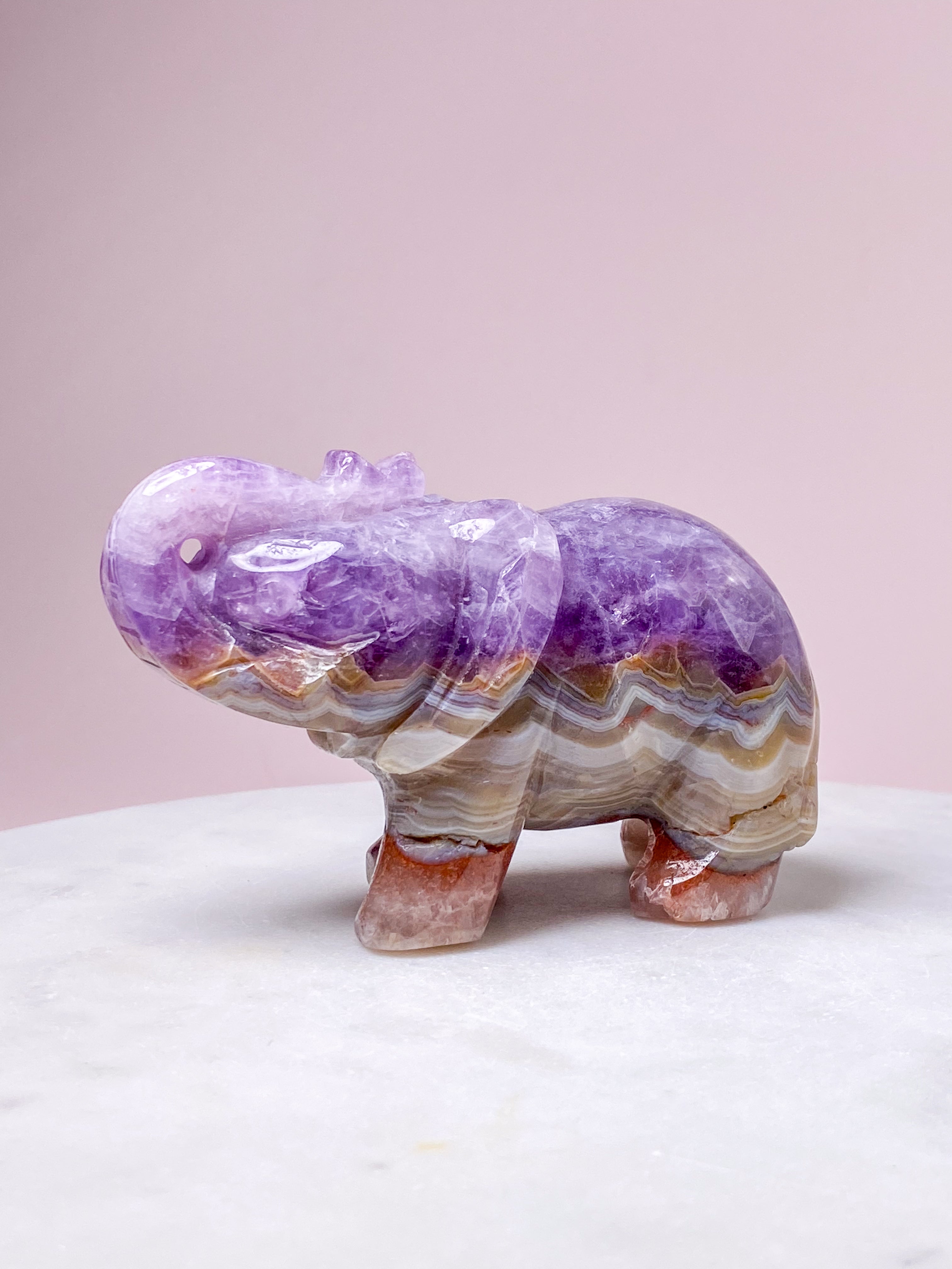 Mexiko Agat &amp; Ametist Elefant (Nr 1)