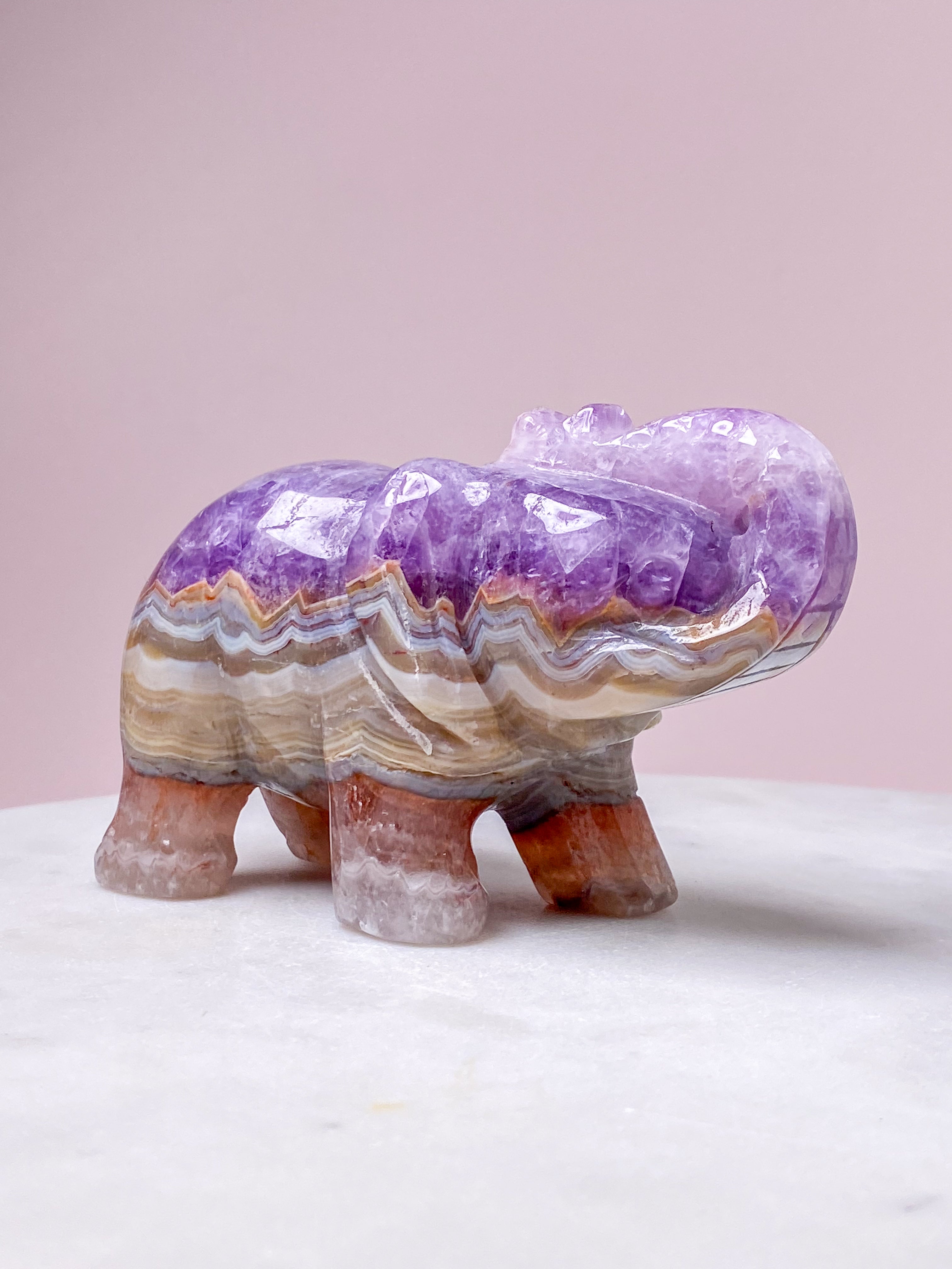 Mexiko Agat &amp; Ametist Elefant (Nr 1)