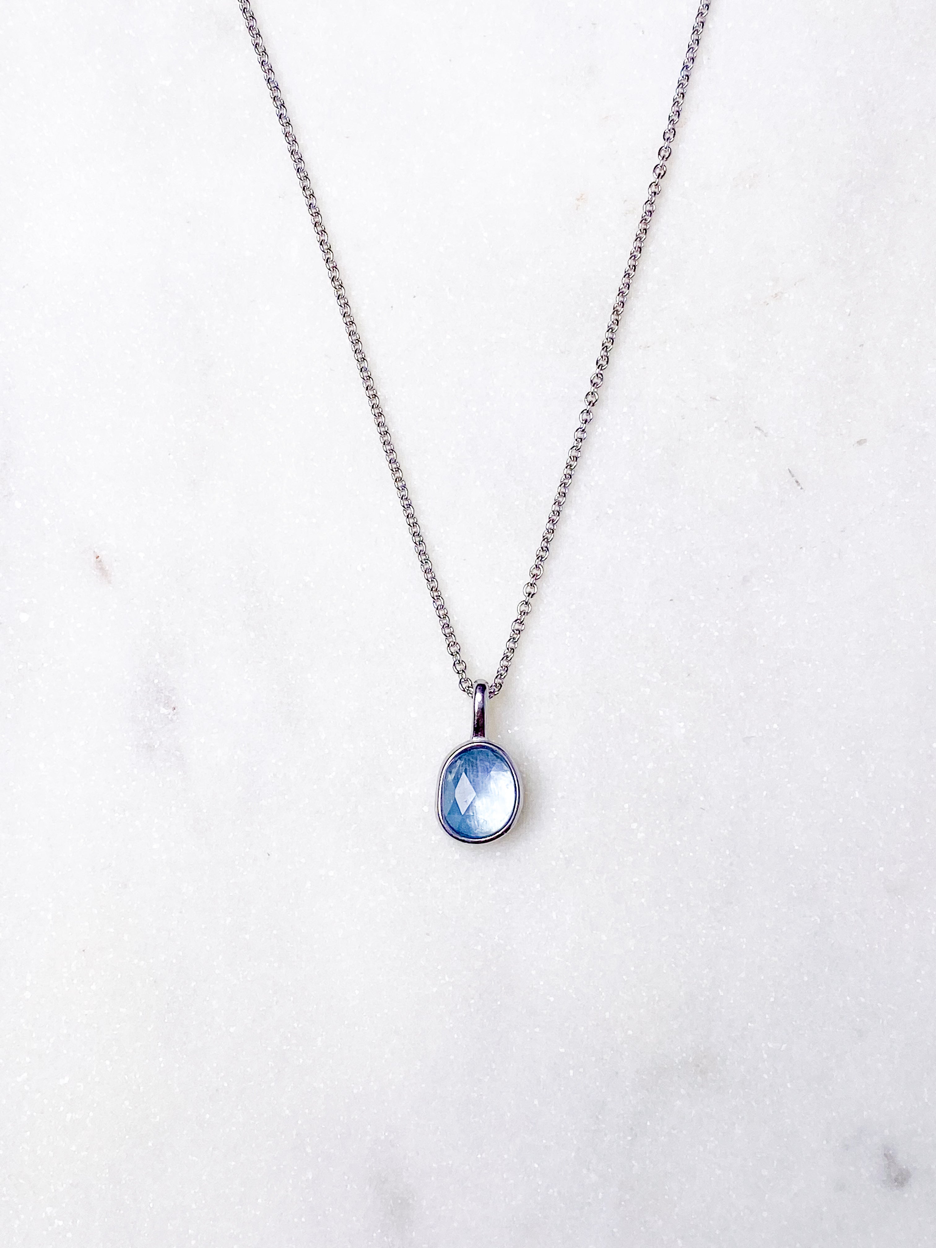 Akvamarin - Petite Heart - Guld