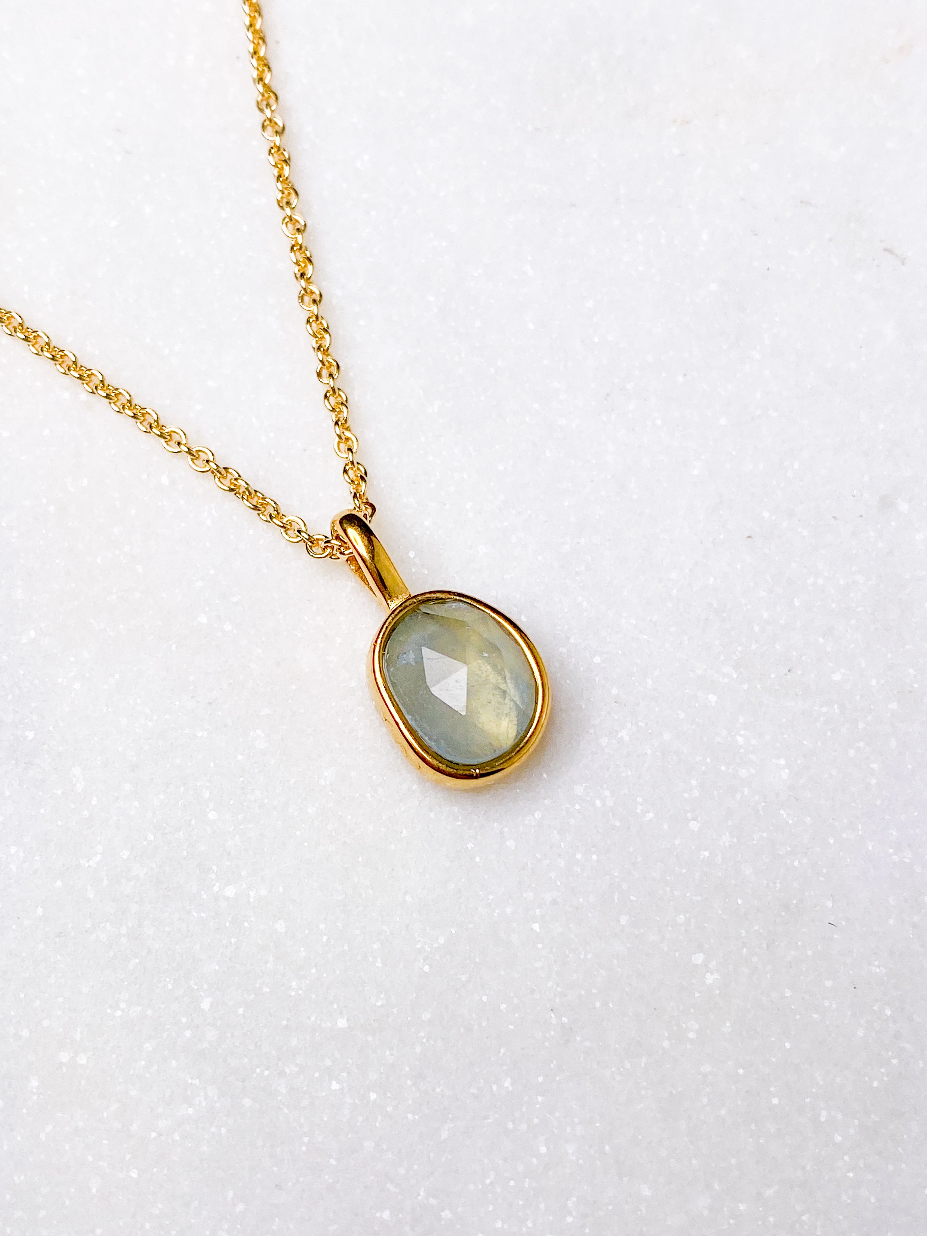 Akvamarin - Petite Heart - Guld