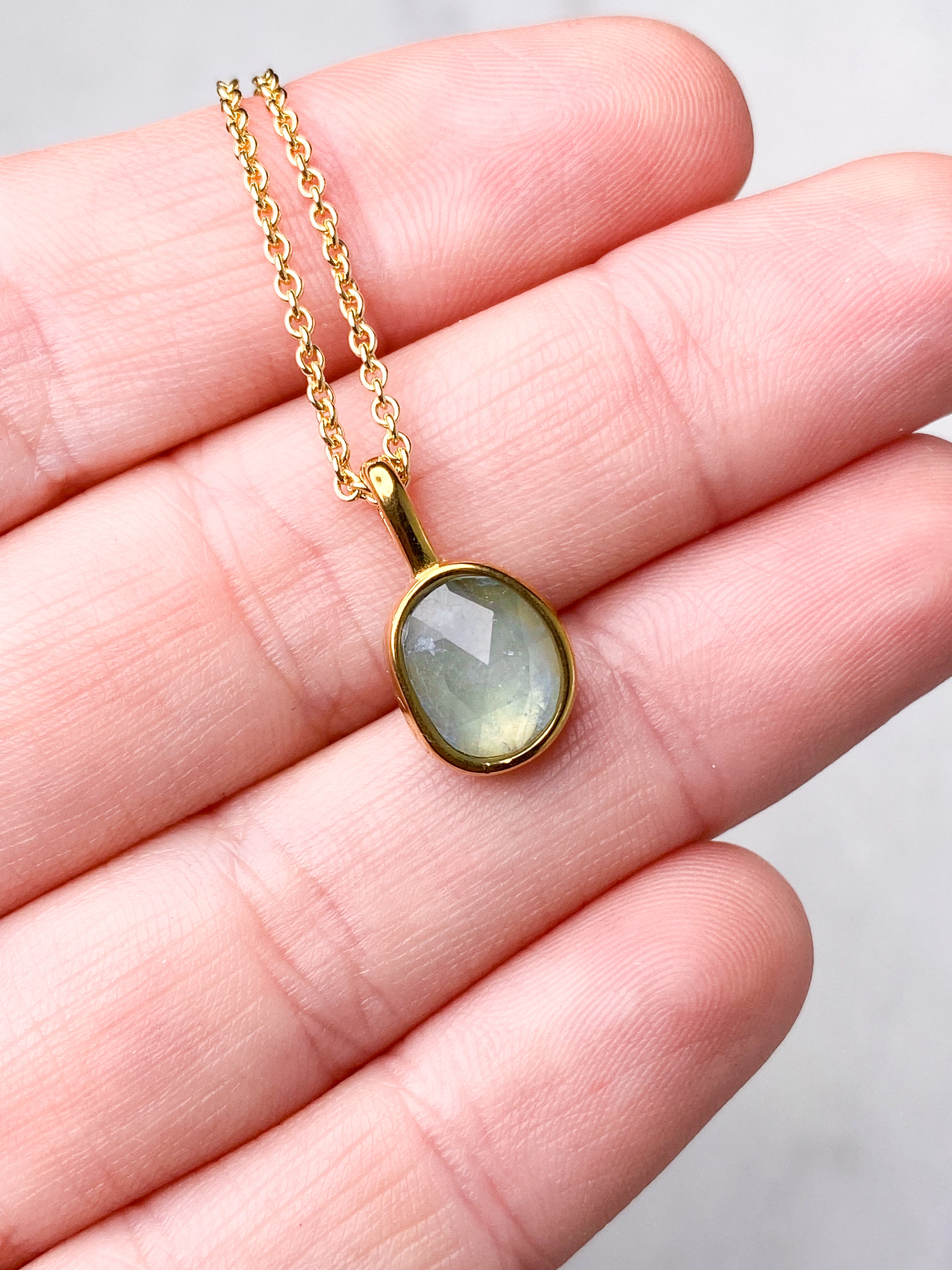 Akvamarin - Petite Heart - Guld