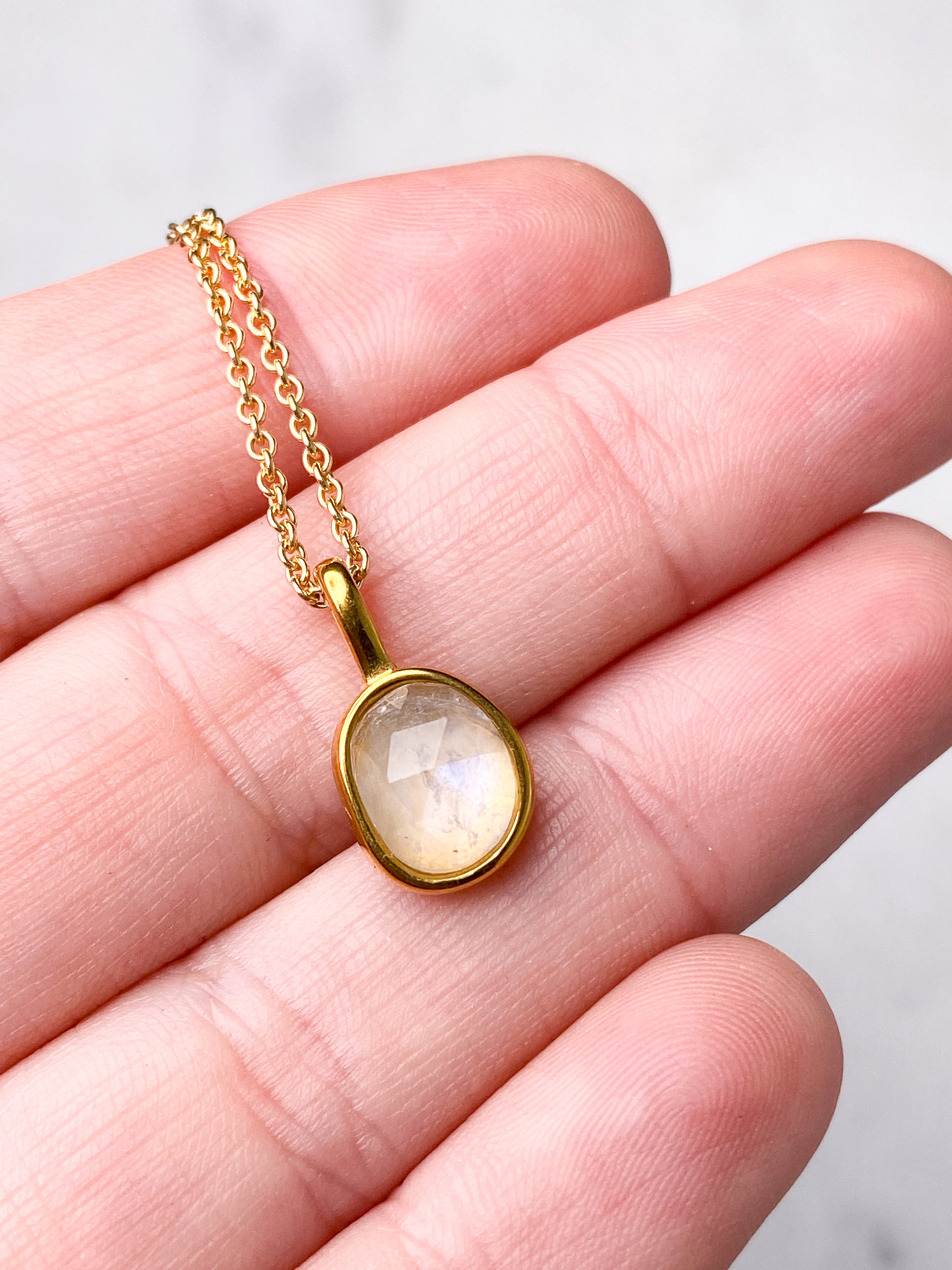 Amazonit Facet Necklace (18K guldpläterad)