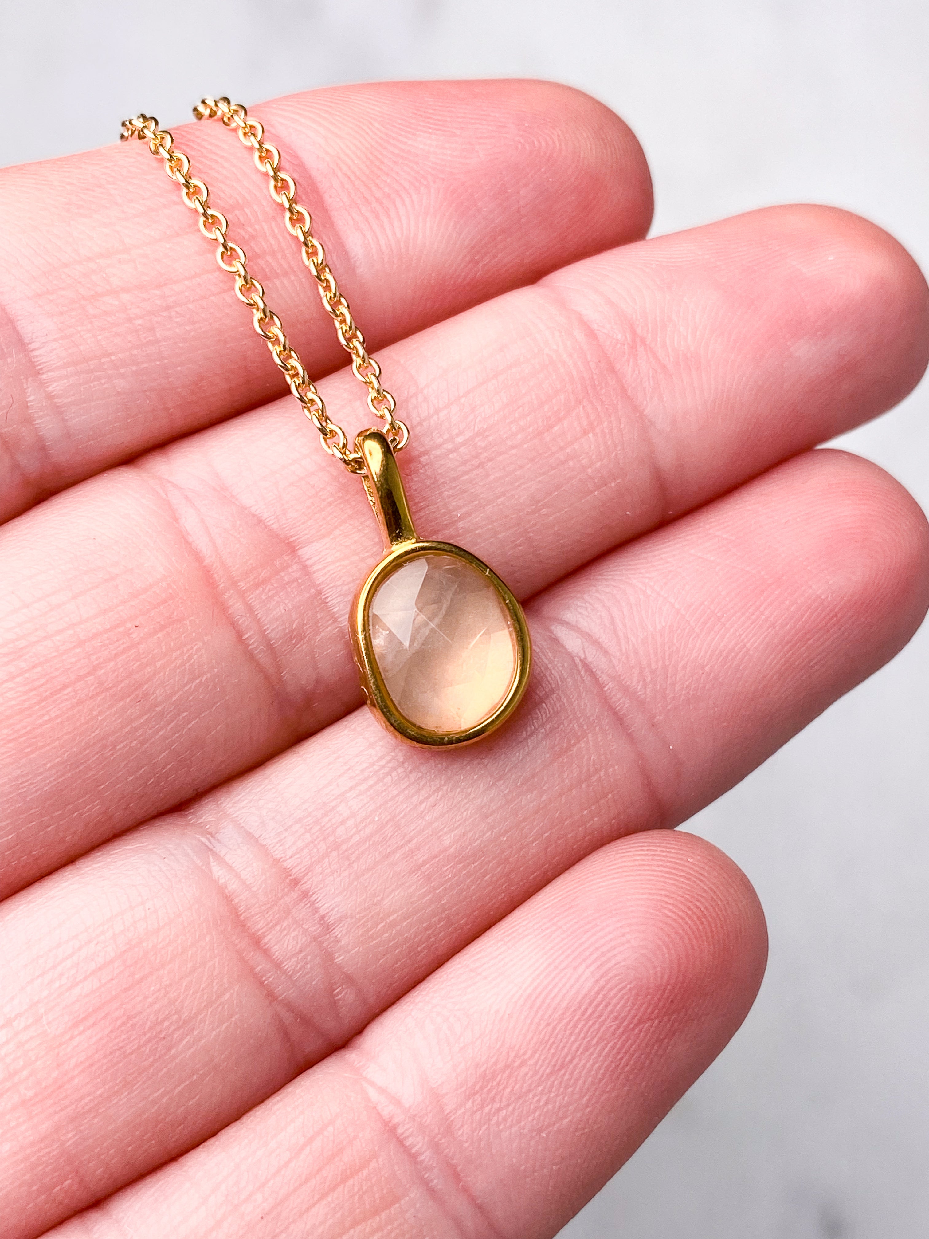 Akvamarin - Petite Heart - Guld