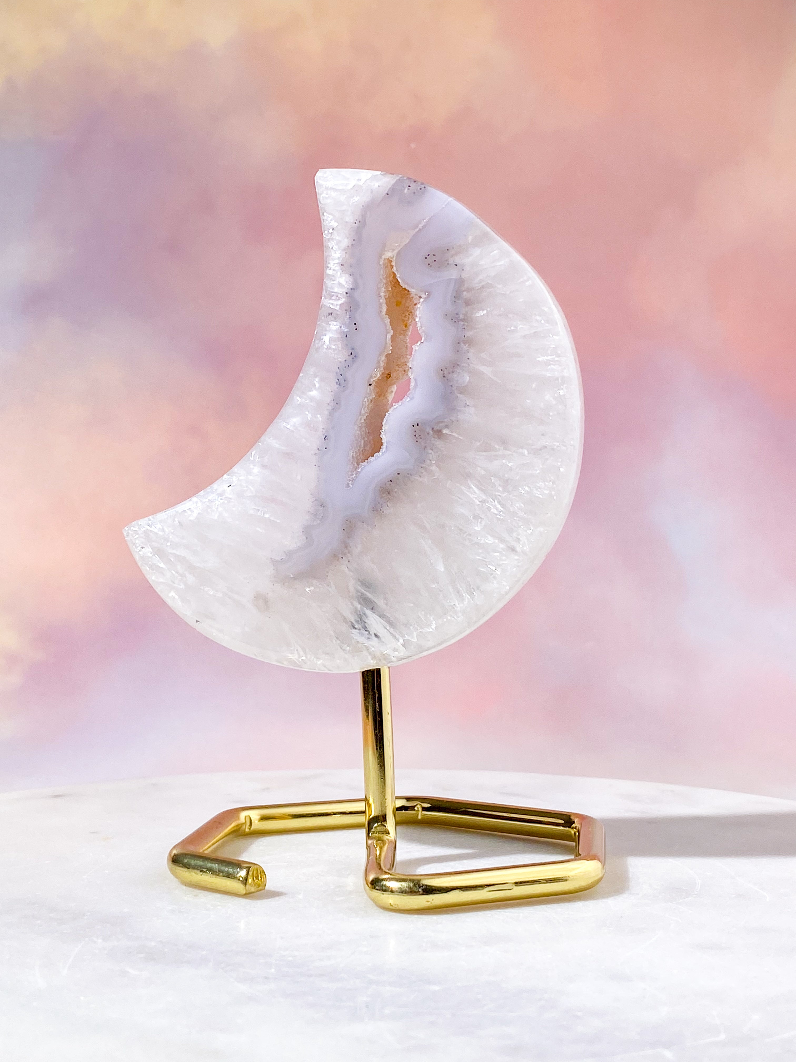 Druzy Agat Måne På fod (Nr. 3)