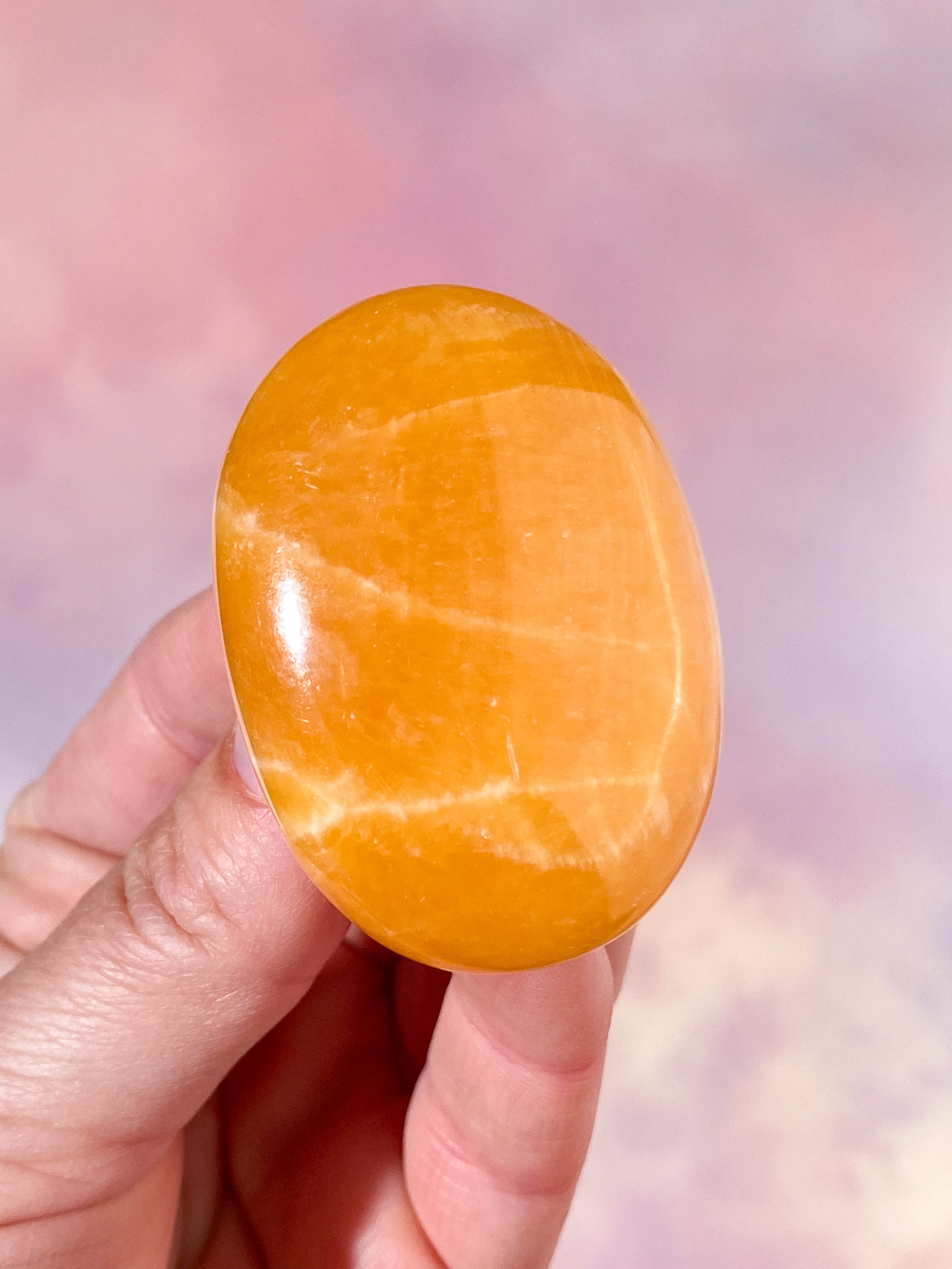 Orange kalcit handsten (nr 15)