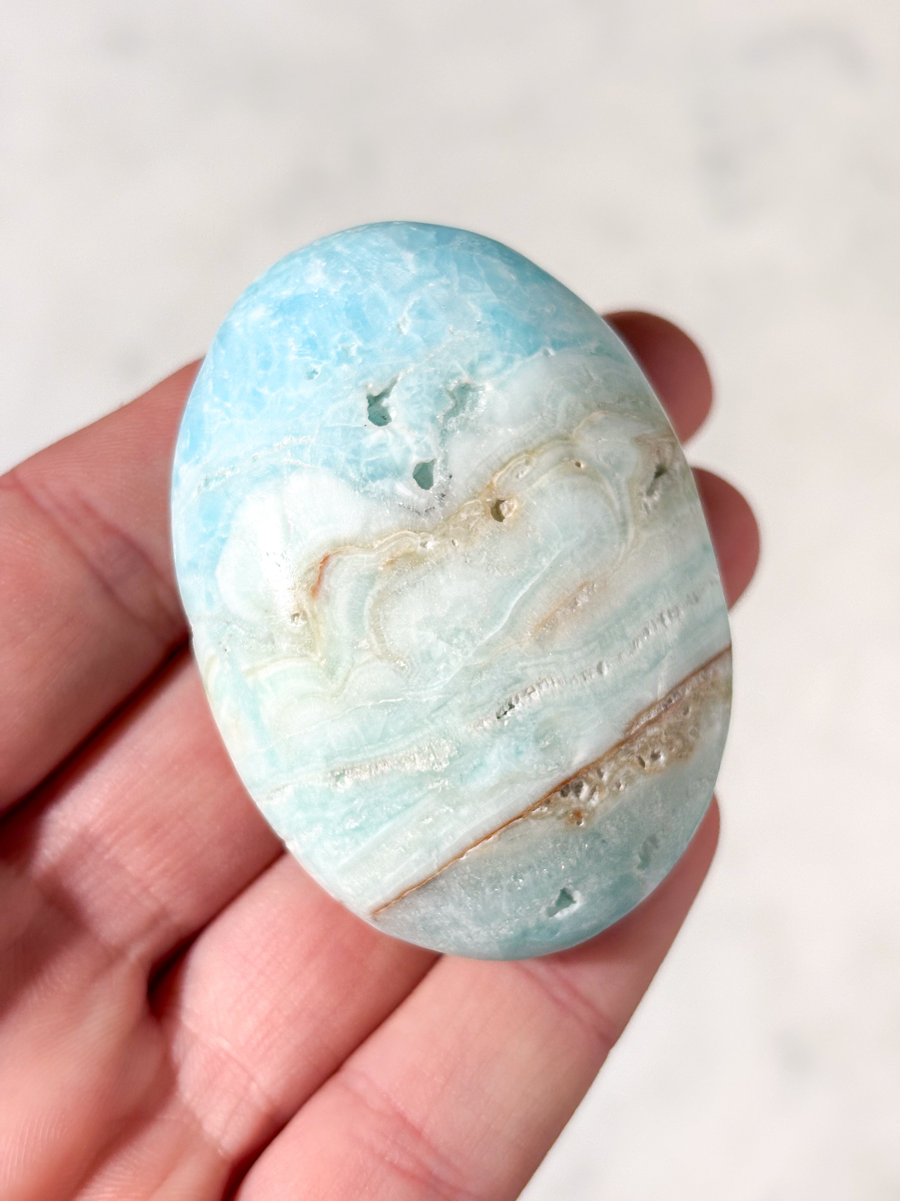 Caribisk Calcit Palmstone (Nr. 8)
