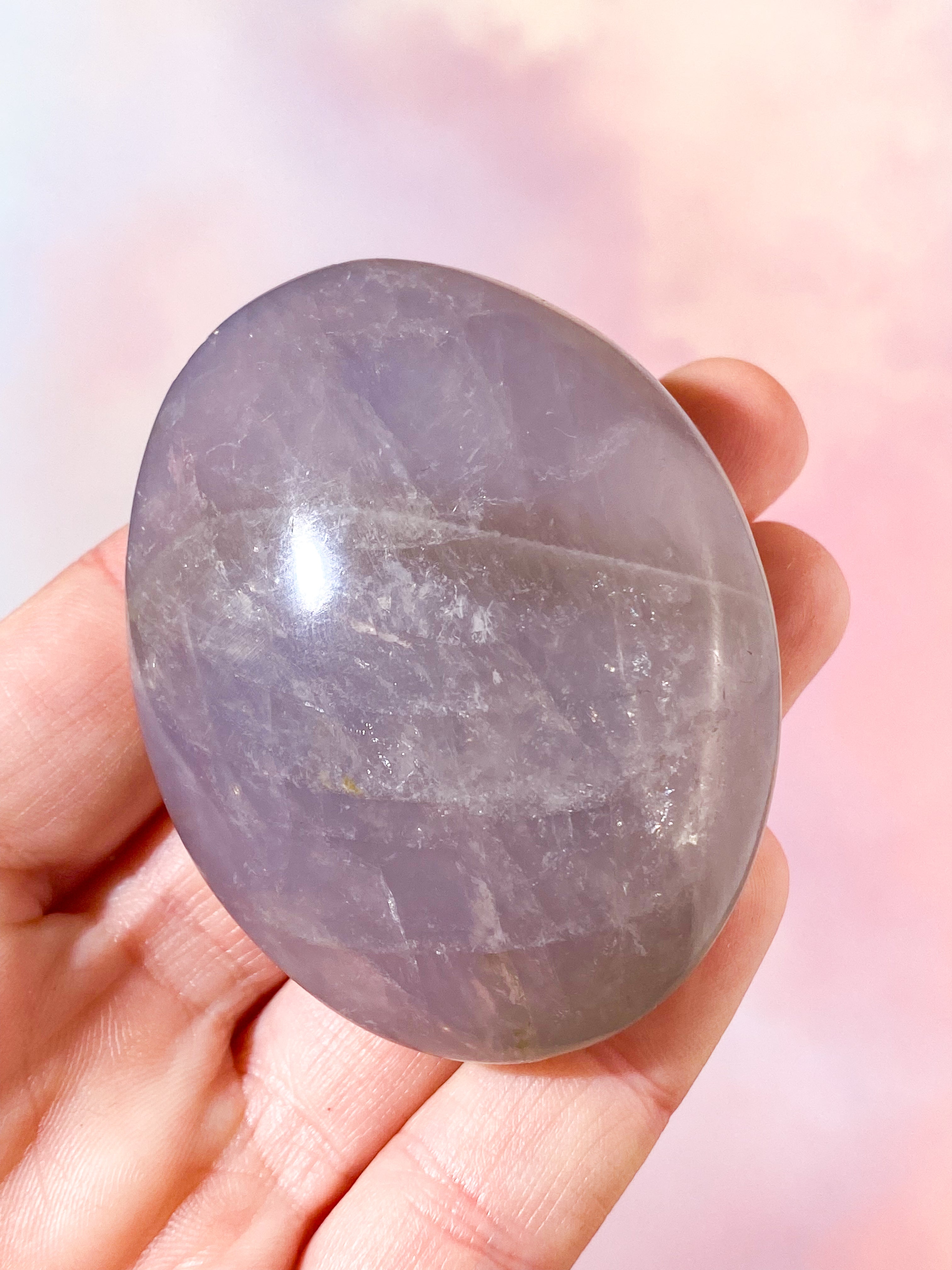 Blå Rosakvarts Palmstone (Nr. 7)