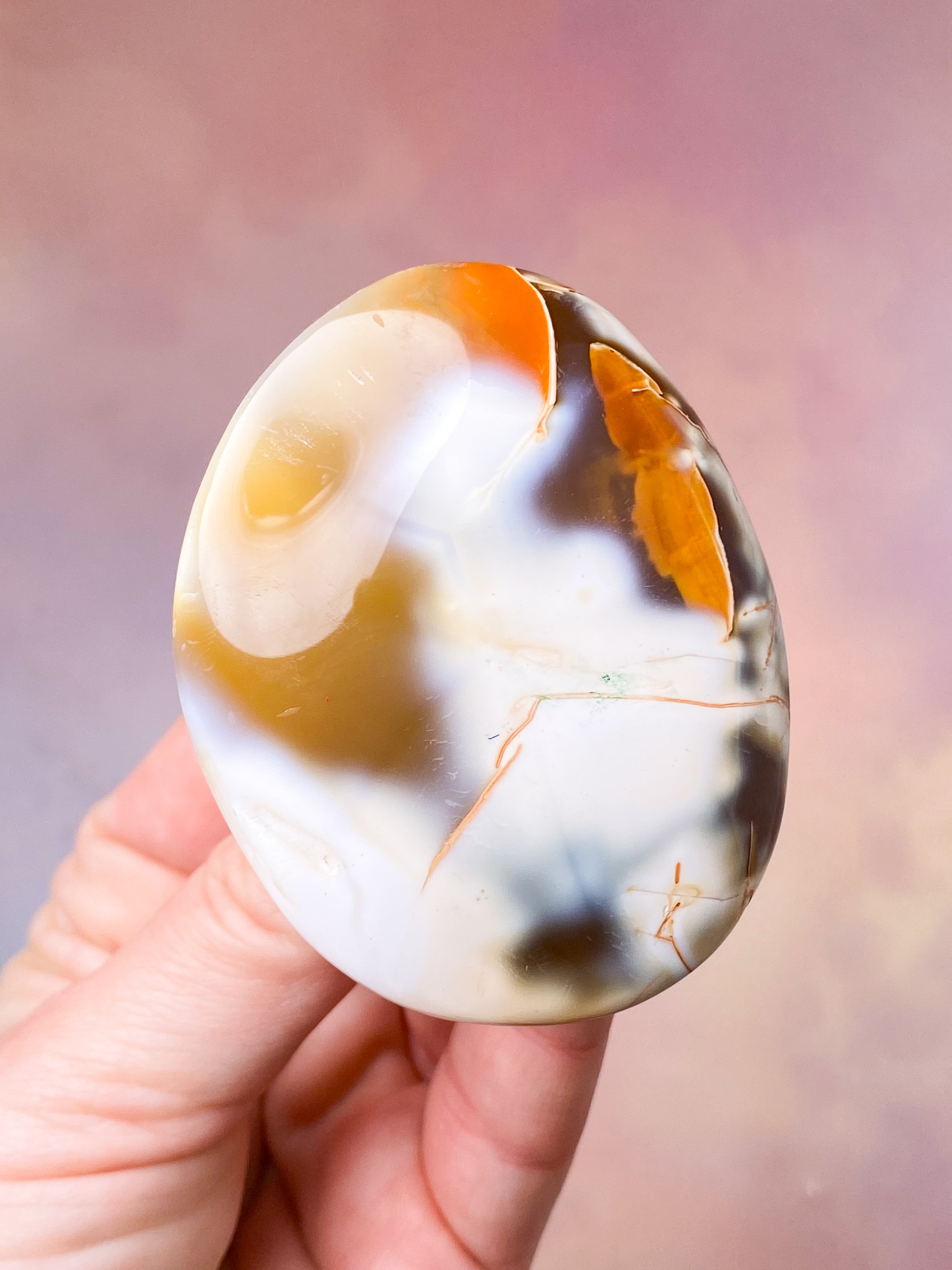 Carnelian Orca Agate Palmstone (nr 1)