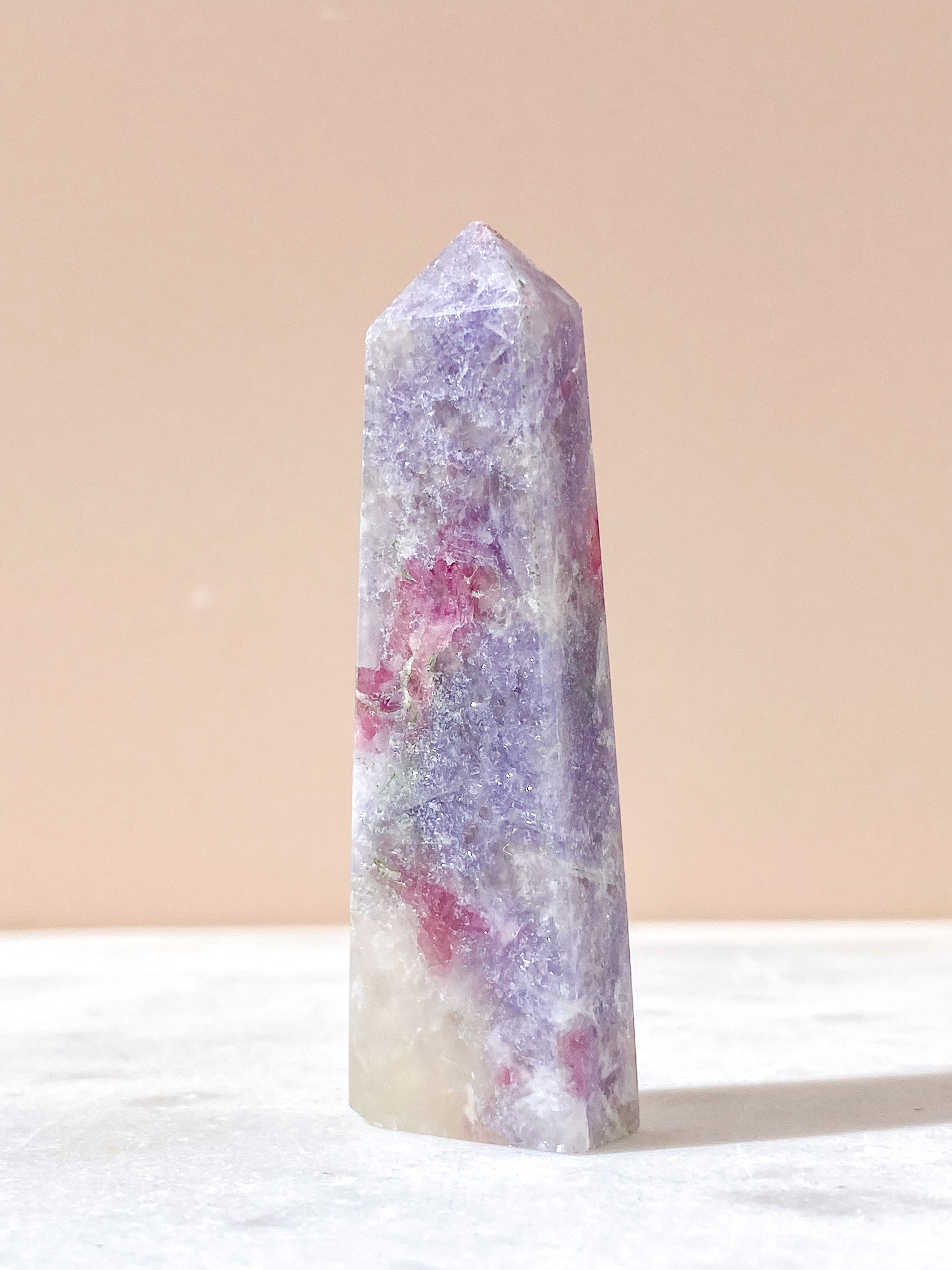 Pink Turmalin & Lepidolit Tårn (Nr. 9) Unicorn Stone