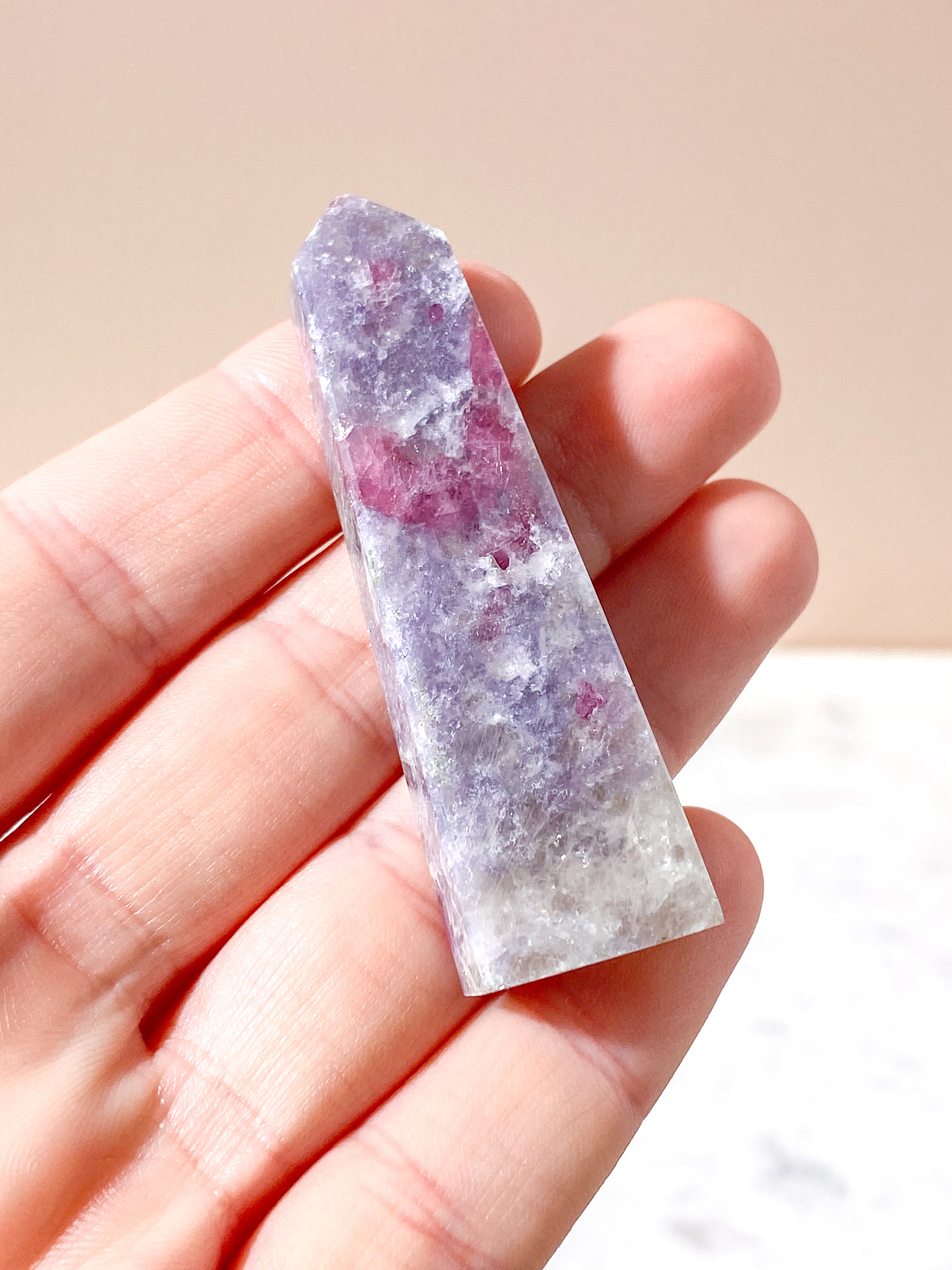 Pink Turmalin & Lepidolit Tårn (Nr. 9) Unicorn Stone