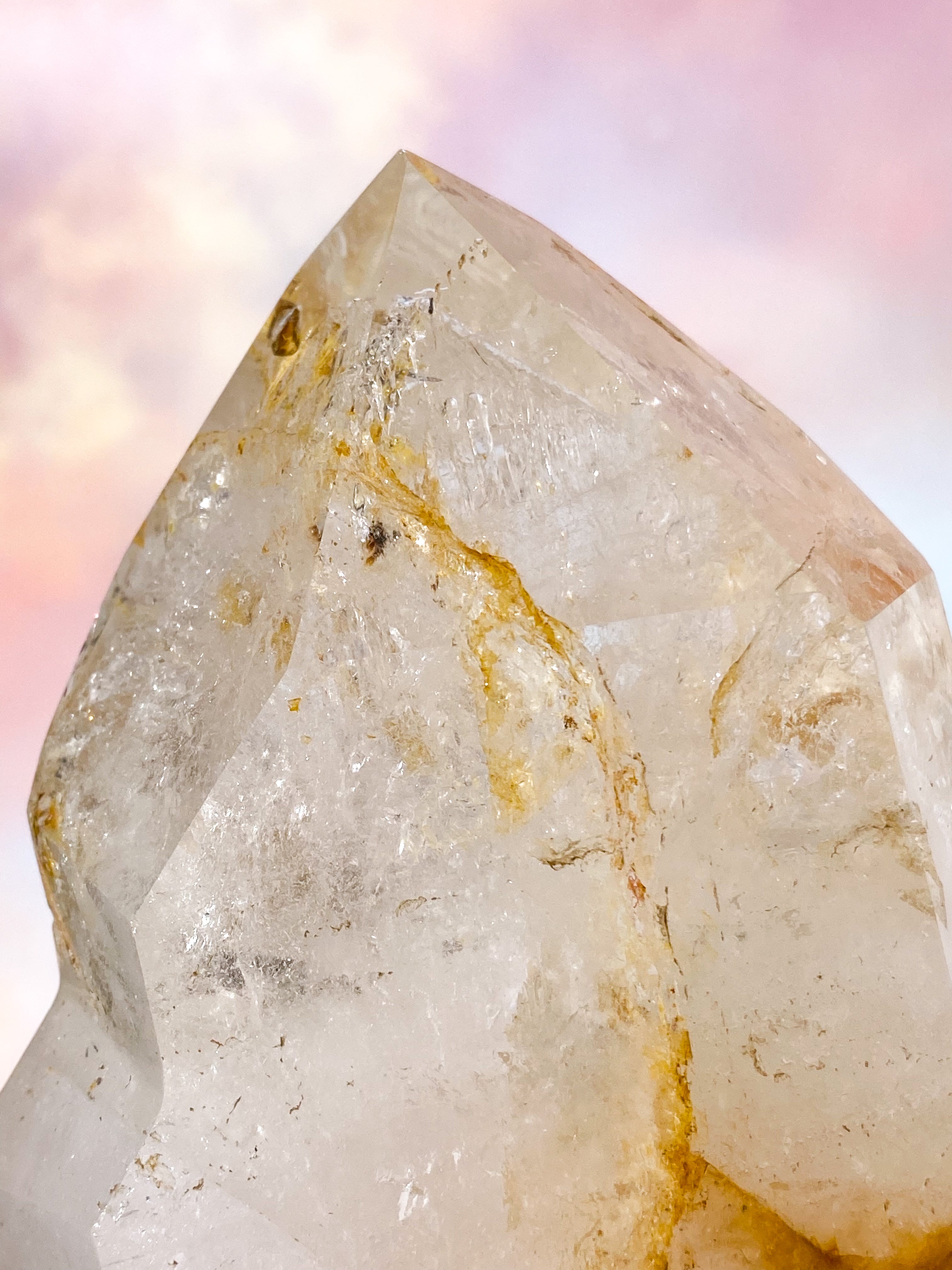 Stort Enhydro Golden Bergkristalltorn (Nr. 4) Exklusiv Kvalitet