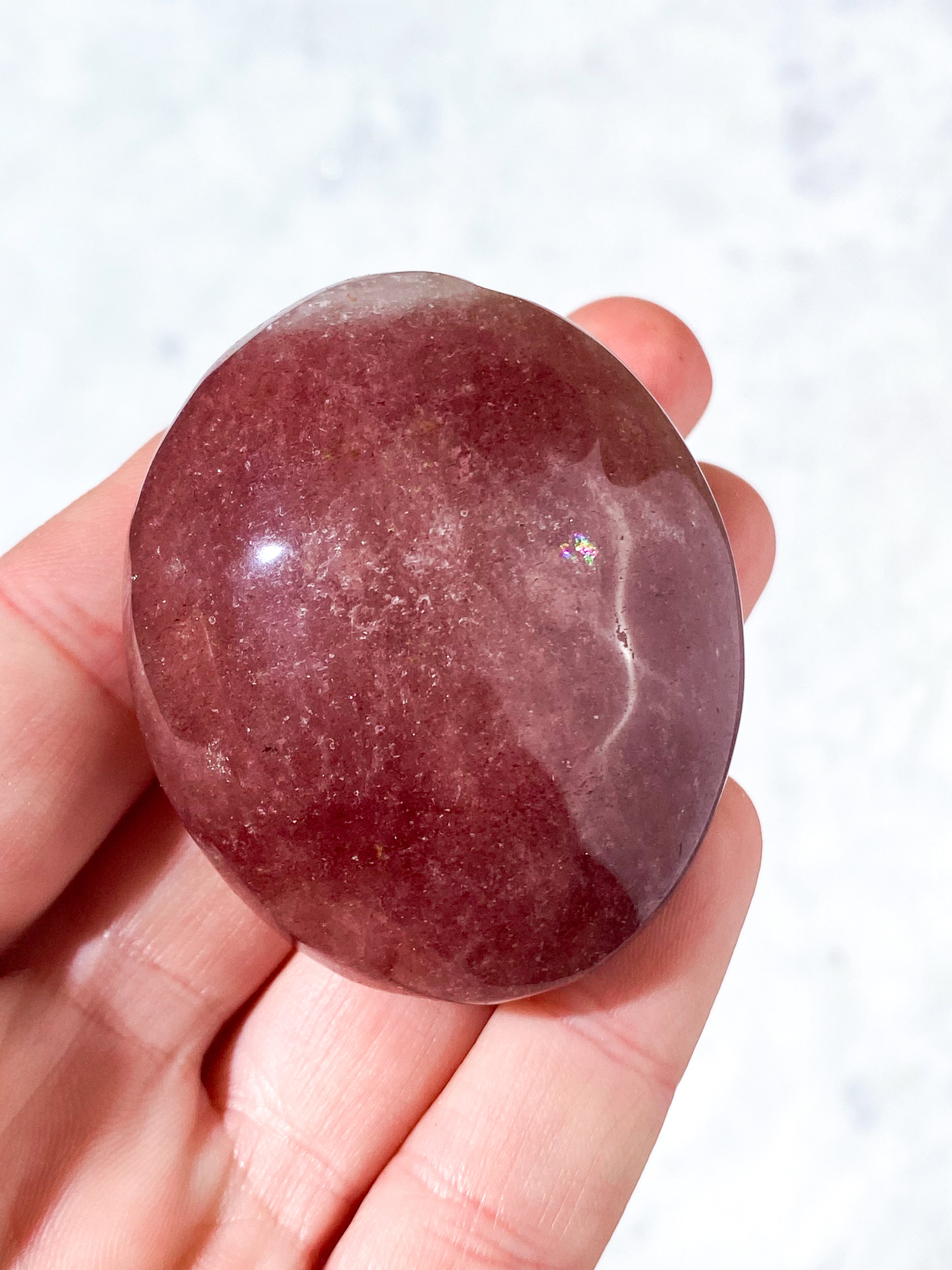Jordbær Kvarts Palmstone (Nr. 4)