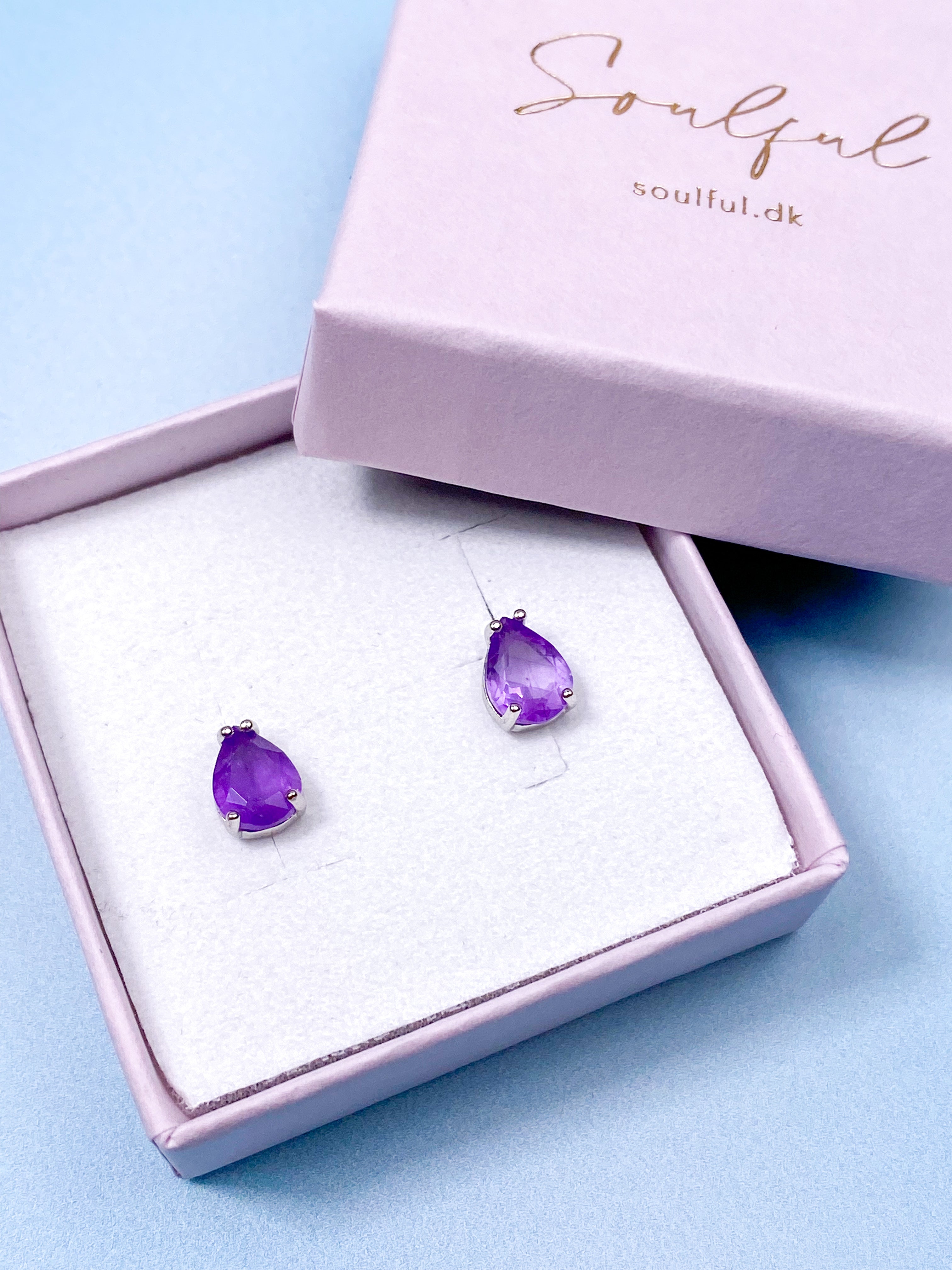 Akvamarin - Petite Heart - Guld