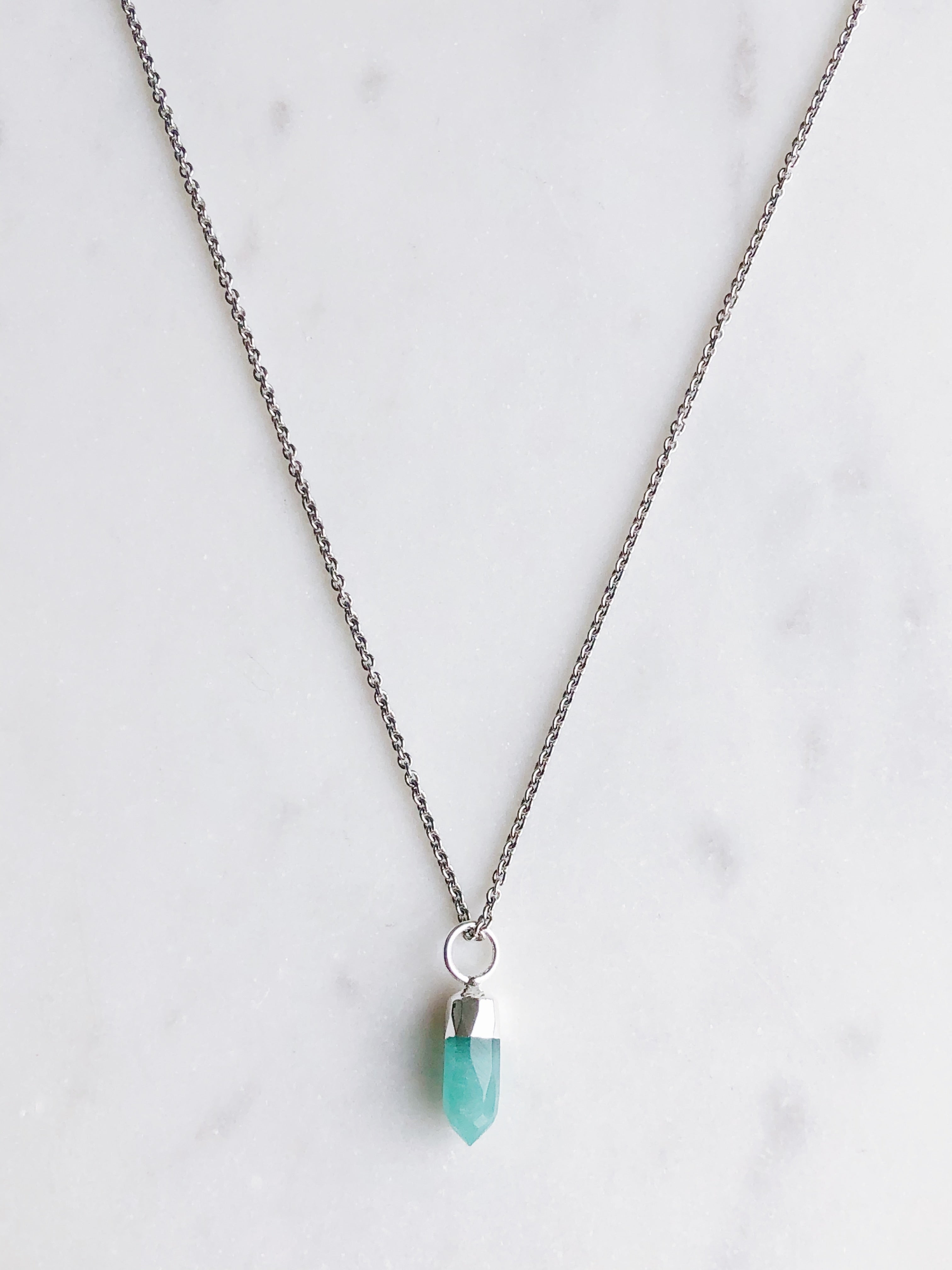 Amazonite Facet halsband (Silver)