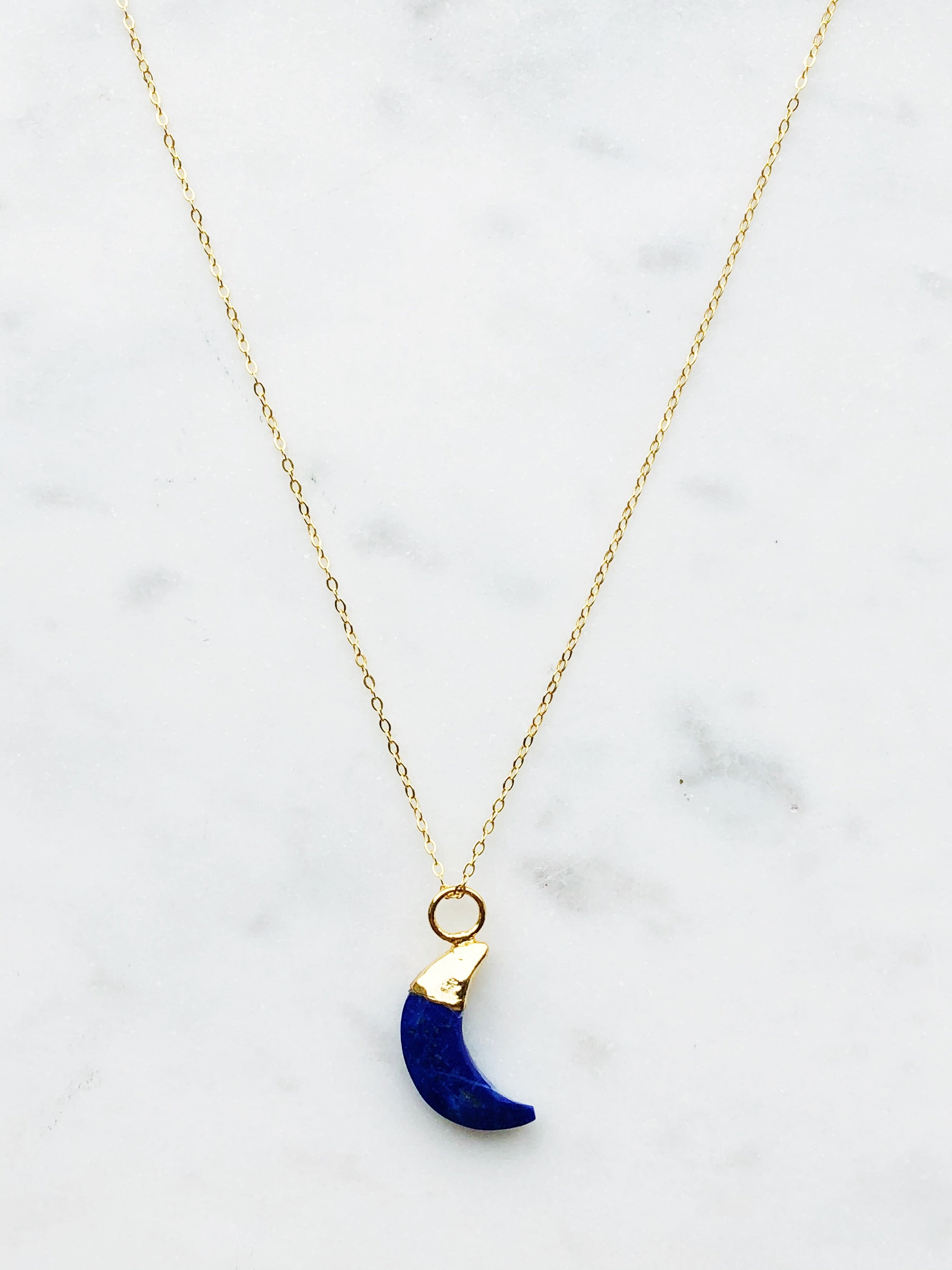 Lapis Lazuli Moon Facet Halsband (guld)